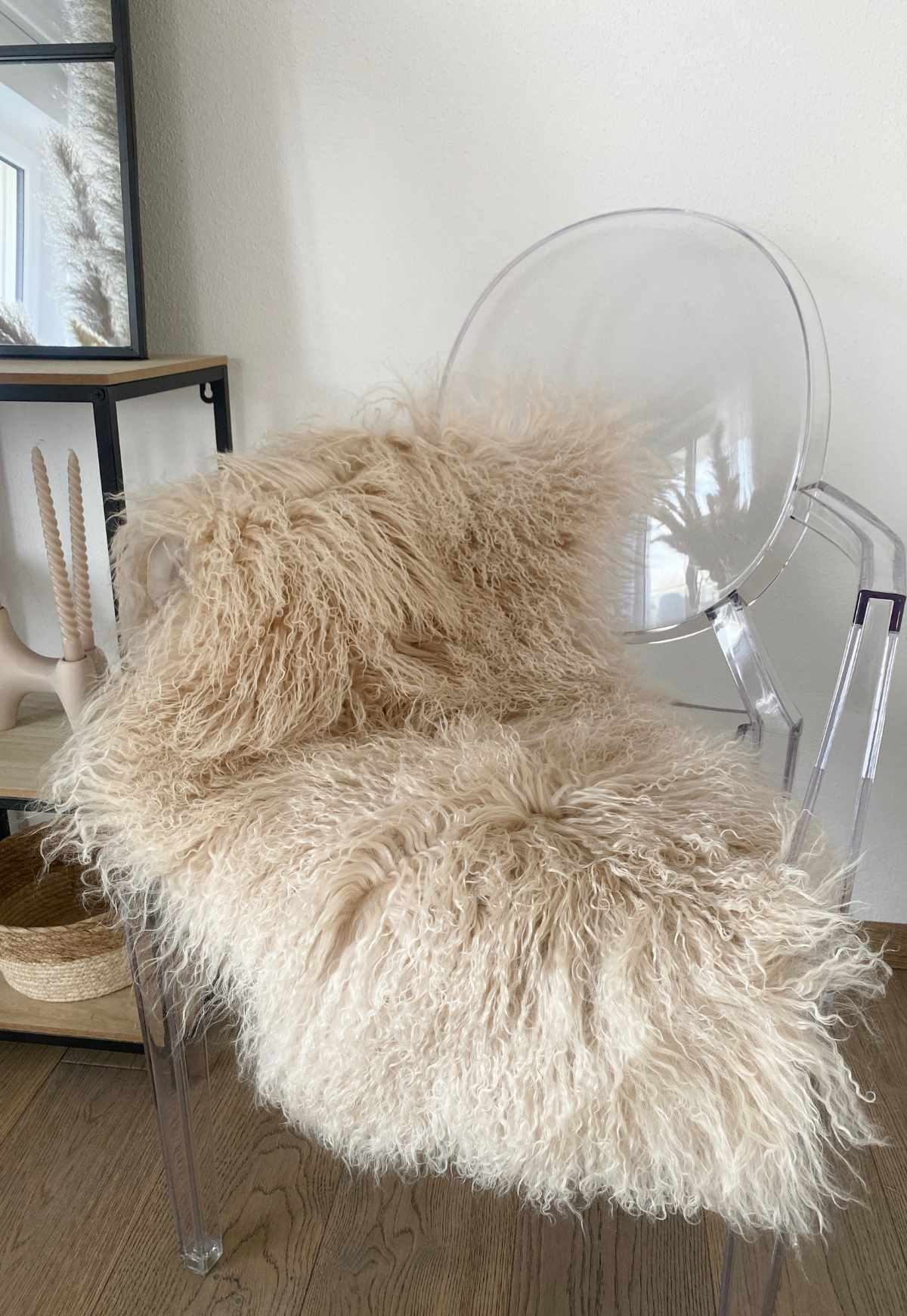 Hollert Fellteppich, Tierform, Lammfell Tibet Beige lockig kuschelig weich günstig online kaufen