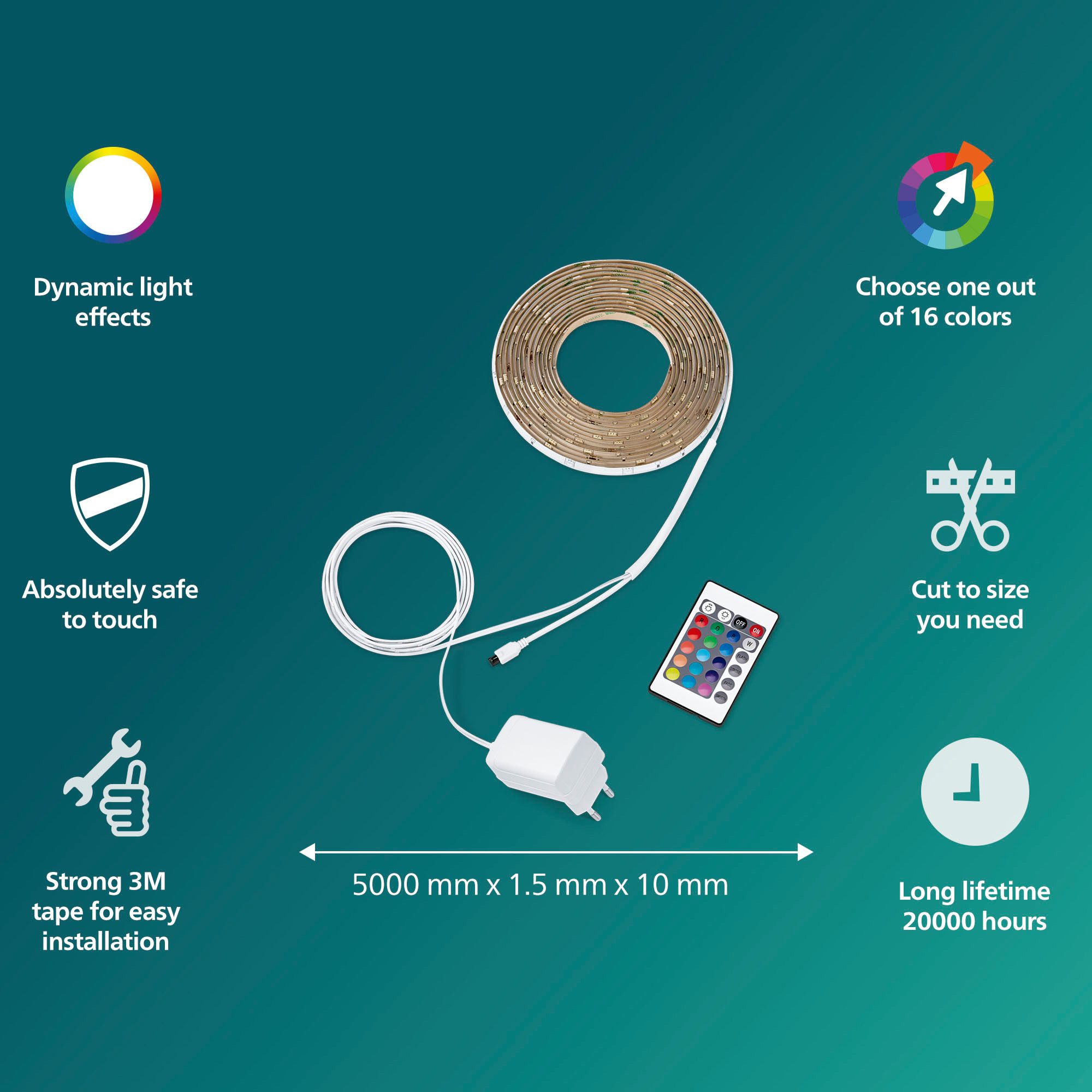 Philips LED Stripe LED Lightstrip, RGB, IP20, inkl. Fernbedienung, mit Fernbedienung, farbfähig