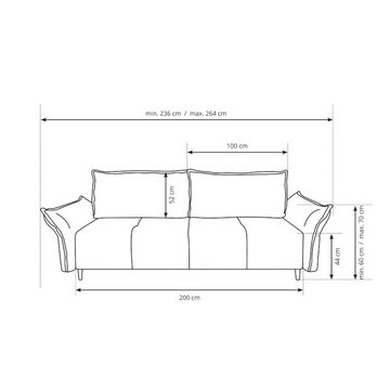 MOEBLO Sofa Nekko, mit Schlaffunktion, mit Bettkasten Couch Polstermöbel Sitzmöbel Wohnzimmermöbel 3-Sitzer-Sofa Stoffsofa, mit Relaxfunktion, (BxHxT):264x90x100 cm