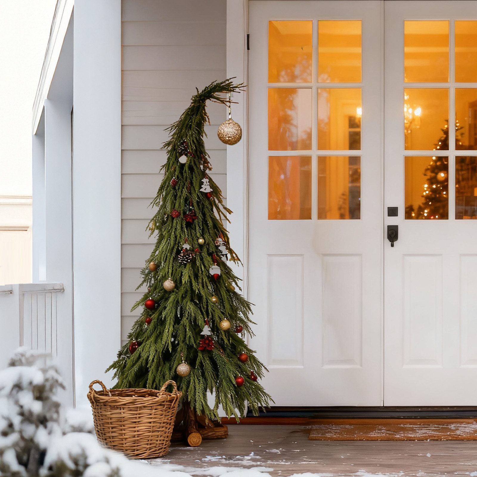 Salcar Künstlicher Weihnachtsbaum Grinch Weihnachtsbaum Künstlich Tannenbaum mit Holzständer, 100% PE, 150 cm Kunstbaum, 2410 Nadeln aus PE – für jede Jahreszeit