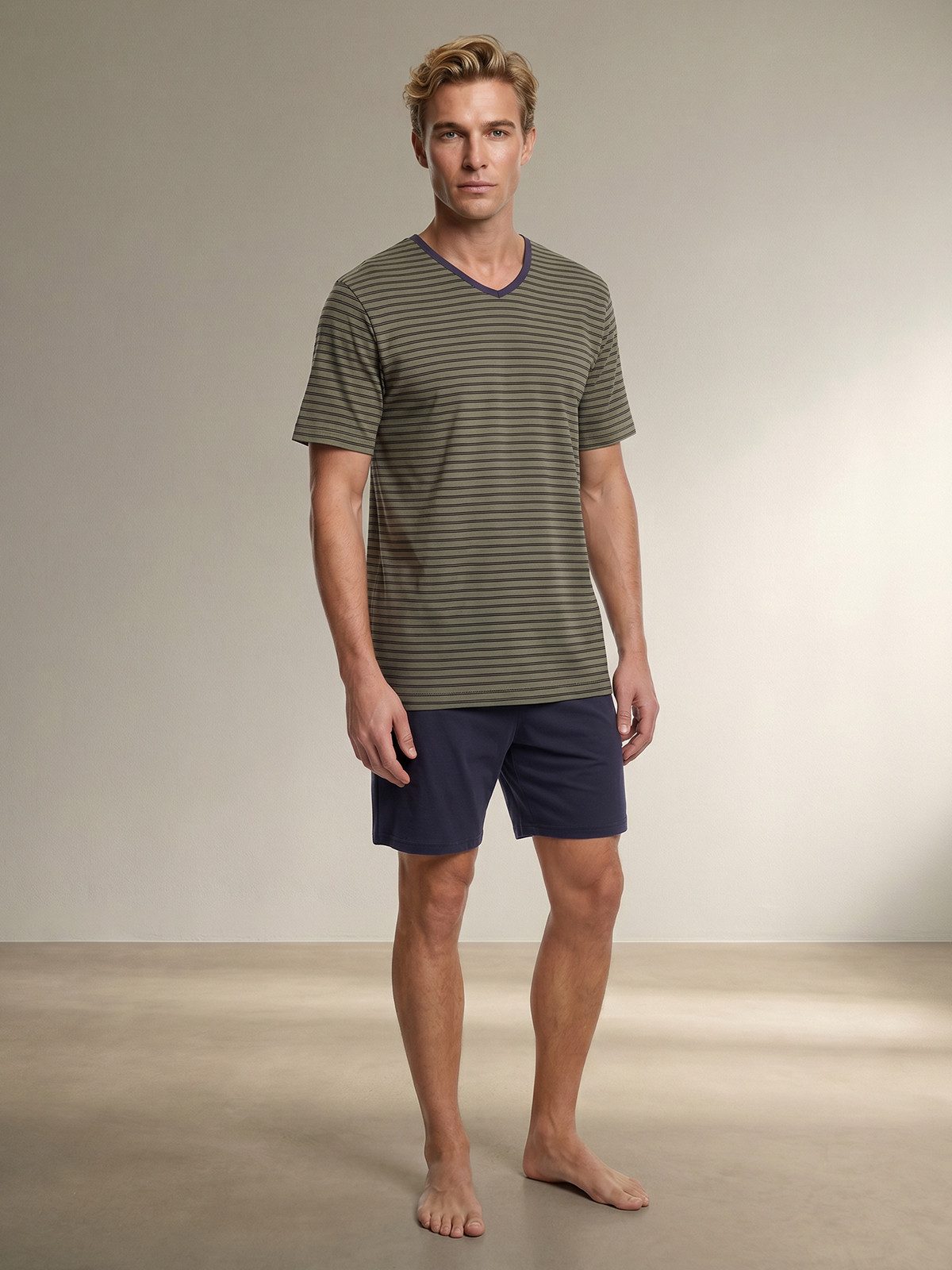 Henry Terre Shorty Herren Pyjama Kurzarm V-Neck