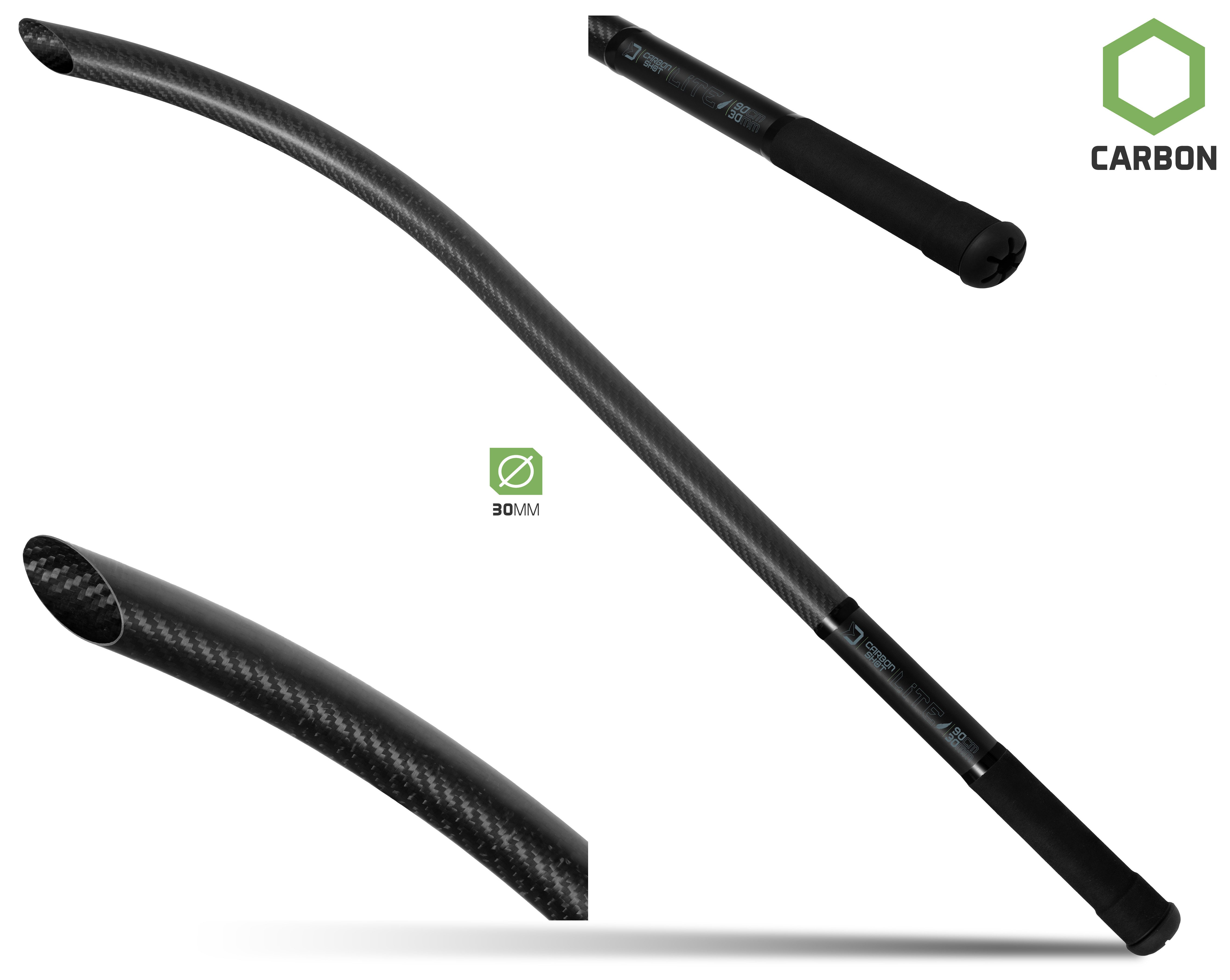 Delphin.sk Kunstköder Carbon Wurfrohr 90cm SHOT+LITE 30mm - Boilie Rohr - Anfüttern Karpfen, (1-St), Boilies lassen sich von unten oder von oben einführen