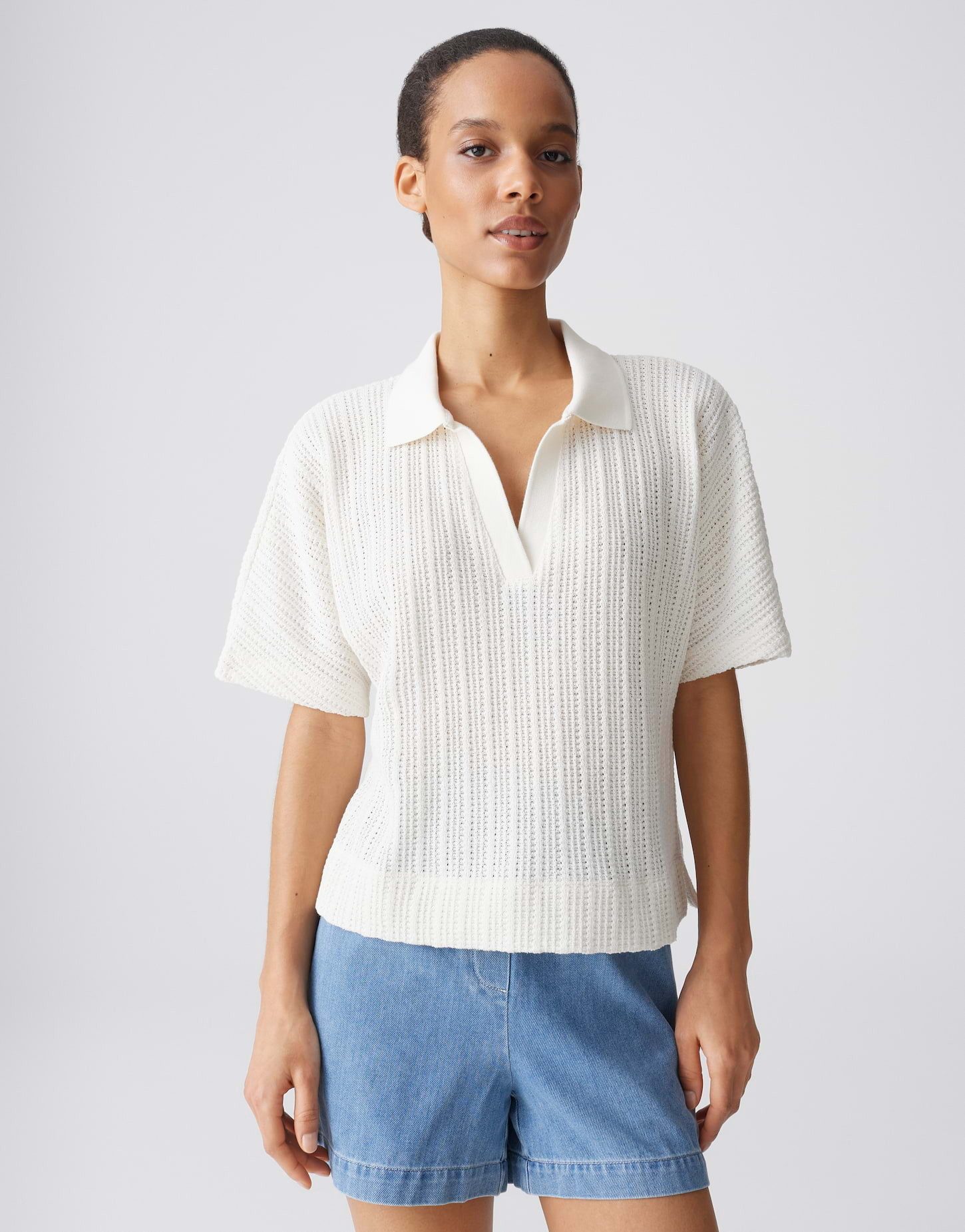 OPUS Poloshirt Sepoko aus weicher Webware mit Strickoptik Seitenschlitze sorgen für angenehme Bewegungsfreiheit