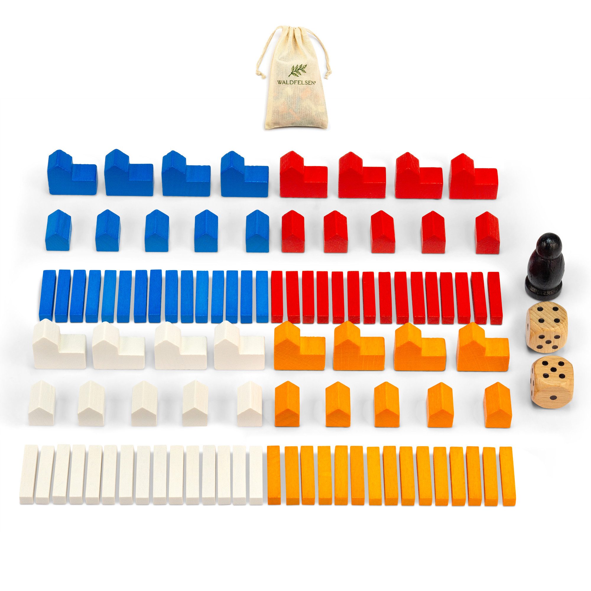 Waldfelsen Spiel – Grundspiel Holzversion 4 Spieler passend für Die Siedler von Catan, Spielmaterial, Verschiedene Sets