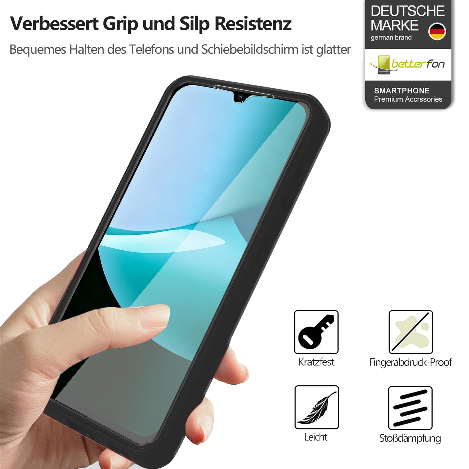 betterfon Handyhülle für Xiaomi Redmi 15C 2-teiliges 360° TPU Schutzcase, Vollschutz Case mit integriertem Displayschutz und klarer Sicht