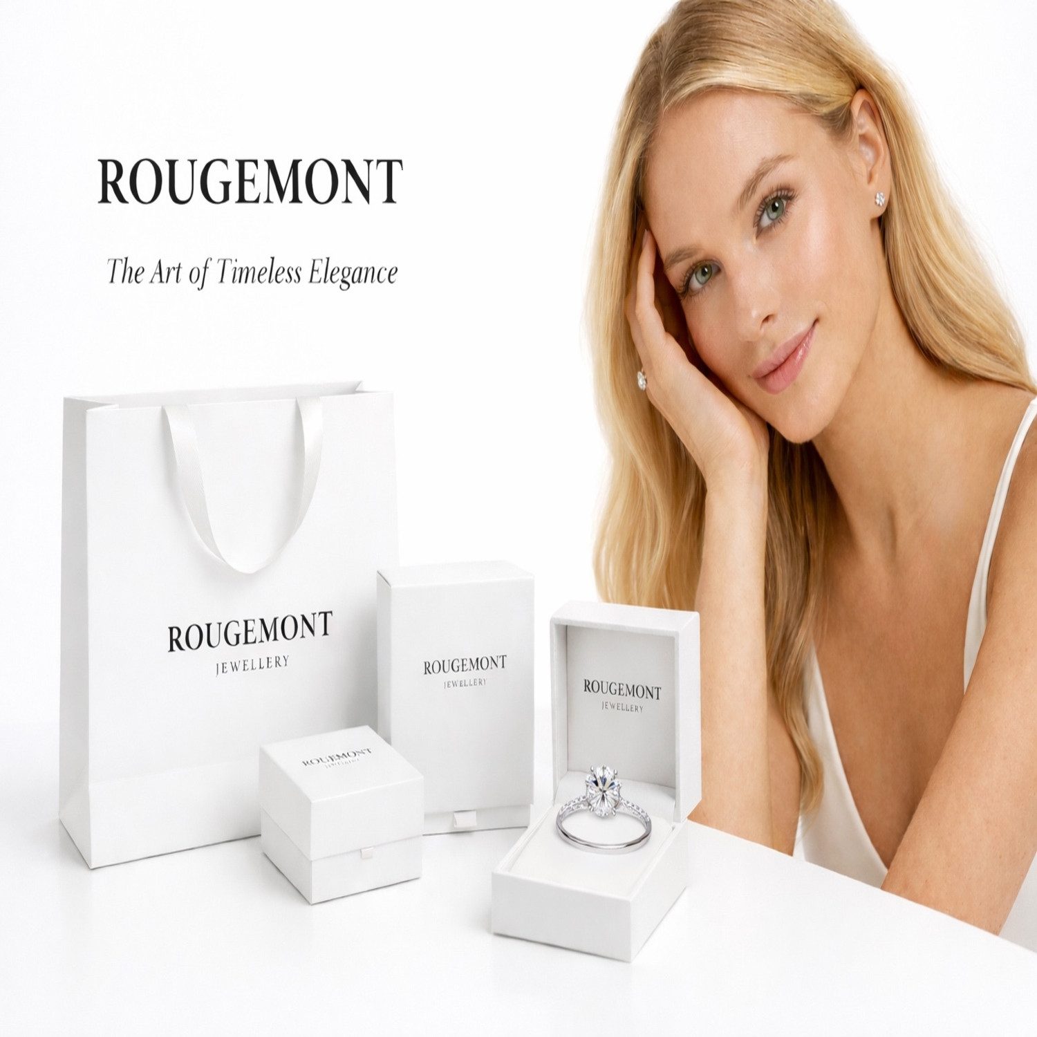 ROUGEMONT Silberring Funkelnder Damen Moissanit Verlobungsring mit Zertifikat 7mm 1,2ct, Echtschmuck