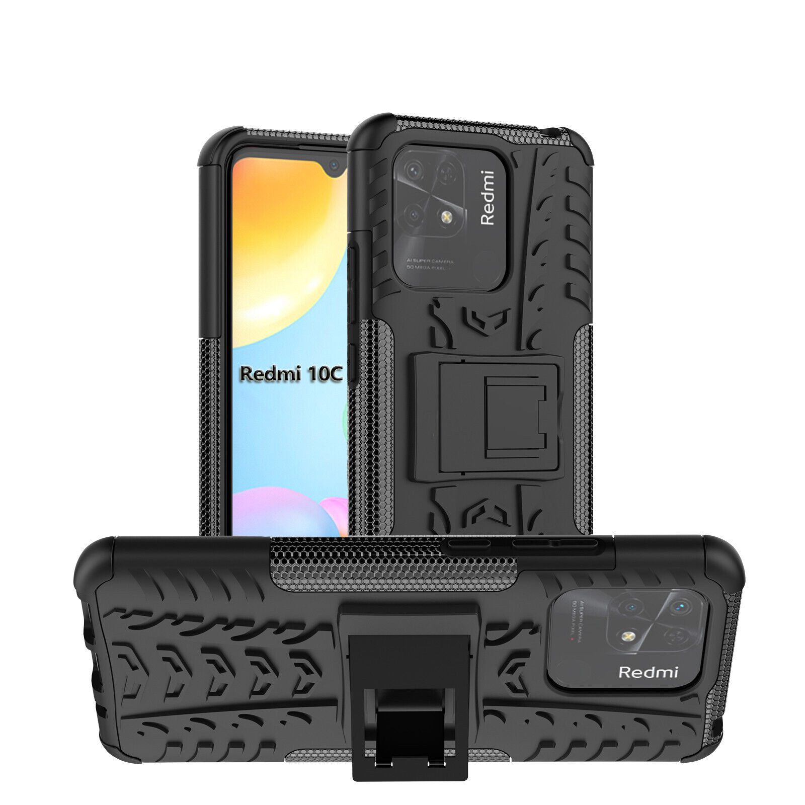 betterfon Handyhülle für Xiaomi Redmi 10C Robuste Outdoor Schutzhülle Panzer Case, Stoßfeste Dual-Layer Hülle mit Kickstand kratzfest und formstabil