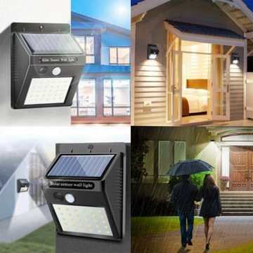 LETGOSPT Außen-Wandleuchte 4 Stücke Solar Wandleuchte für Außen, 30LEDs Solarleuchte Kaltweiß, LED fest integriert, Tageslichtweiß, LED Solarleuchten mit Bewegungssensor, Wasserdichte IP65 Solarlampe