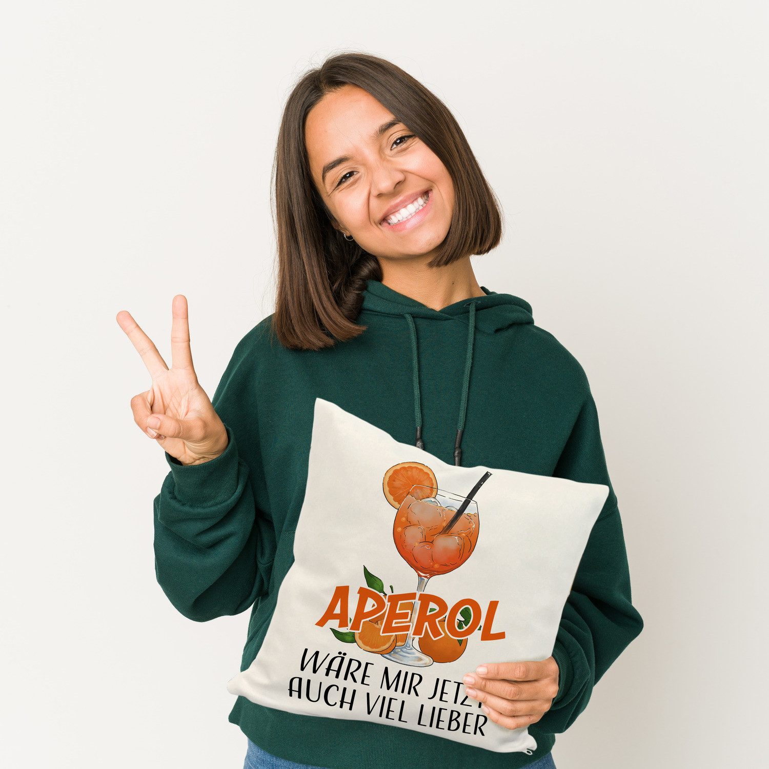 speecheese Dekokissen Cocktail Kissen mit Spruch Aperol wäre mir jetzt auch viel lieber