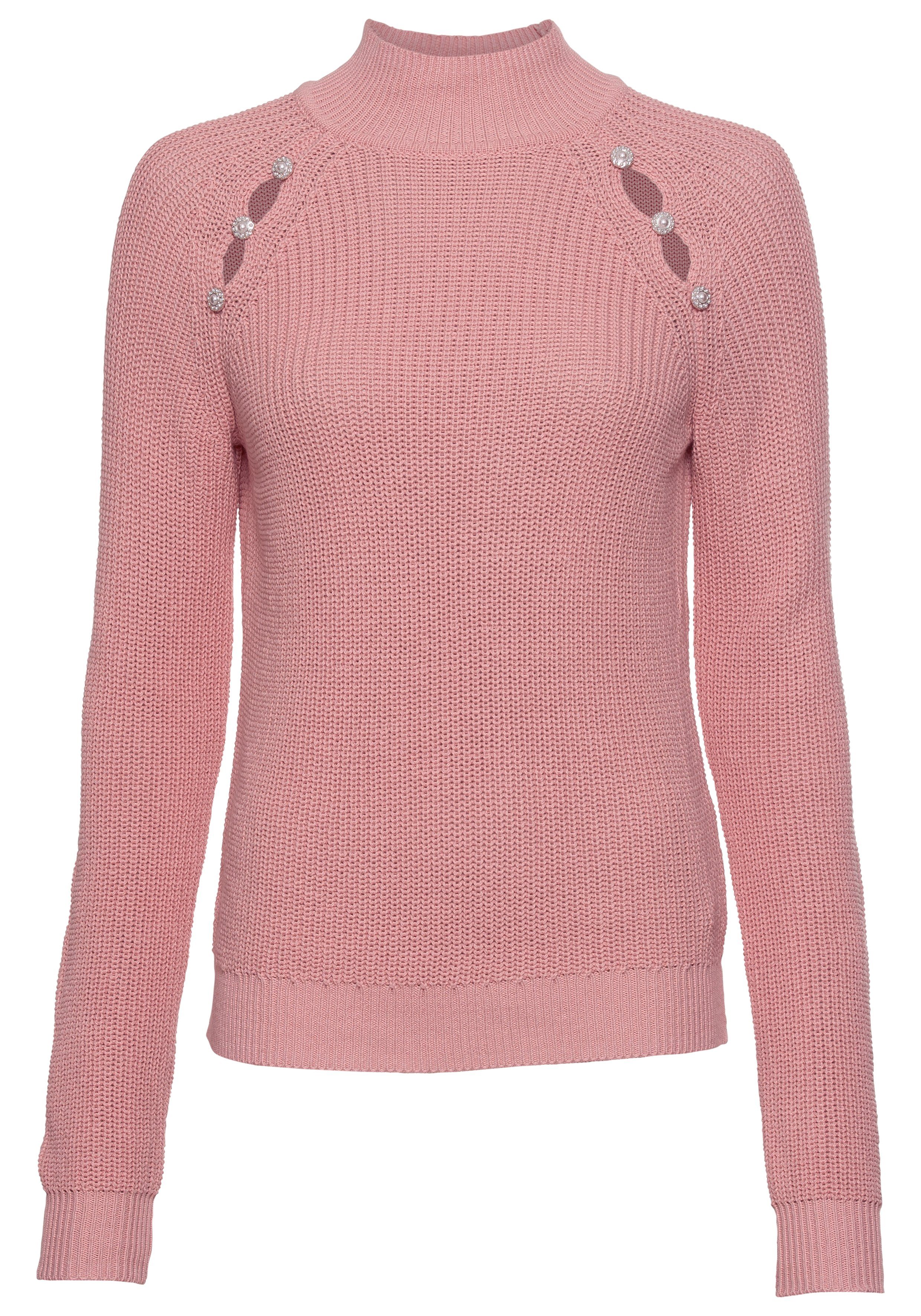 Melrose Stehkragenpullover mit Cut-Outs und Knopfdetails