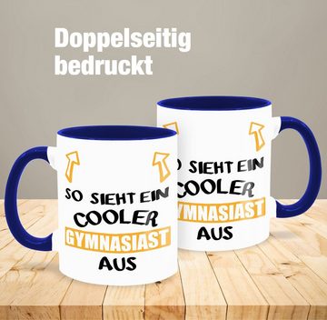 Shirtracer Tasse So sieht ein cooler Gymnasiast aus, Keramik, Einschulung Geschenk Tasse