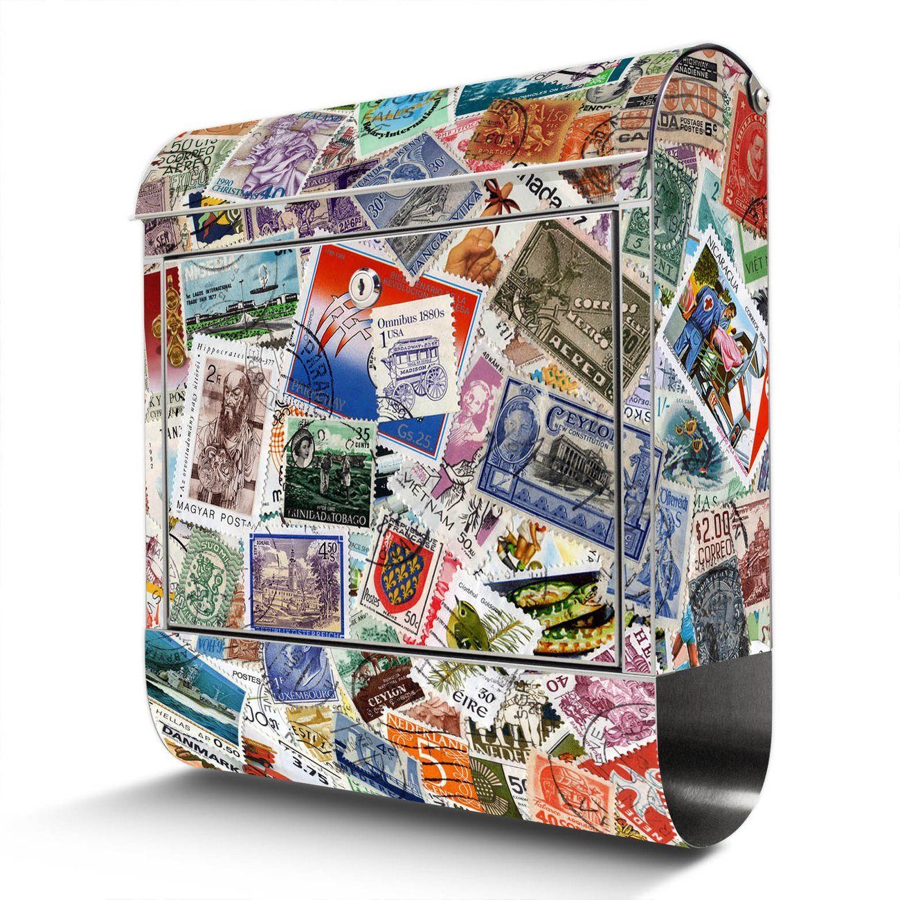 banjado Wandbriefkasten Edelstahl Briefmarken x 42,5 Zeitungsfach), (Wandbriefkasten mit 38 x12cm groß