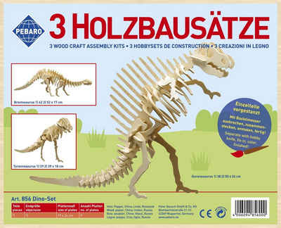 Pebaro 3D-Puzzle Holzbausatz Dinosaurier-Set, 856, 42 Puzzleteile