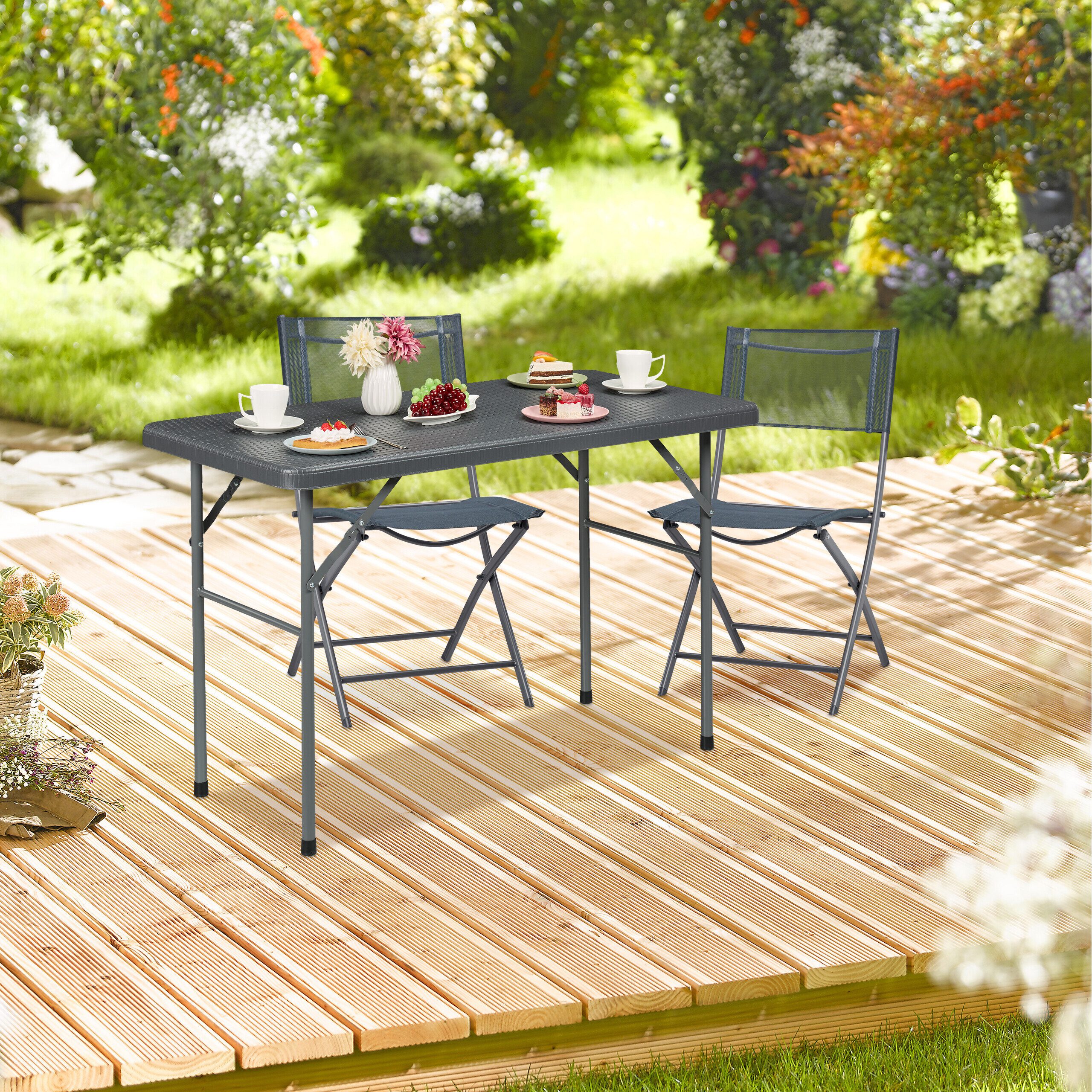relaxdays Gartentisch Klappbarer Gartentisch in Rattanoptik