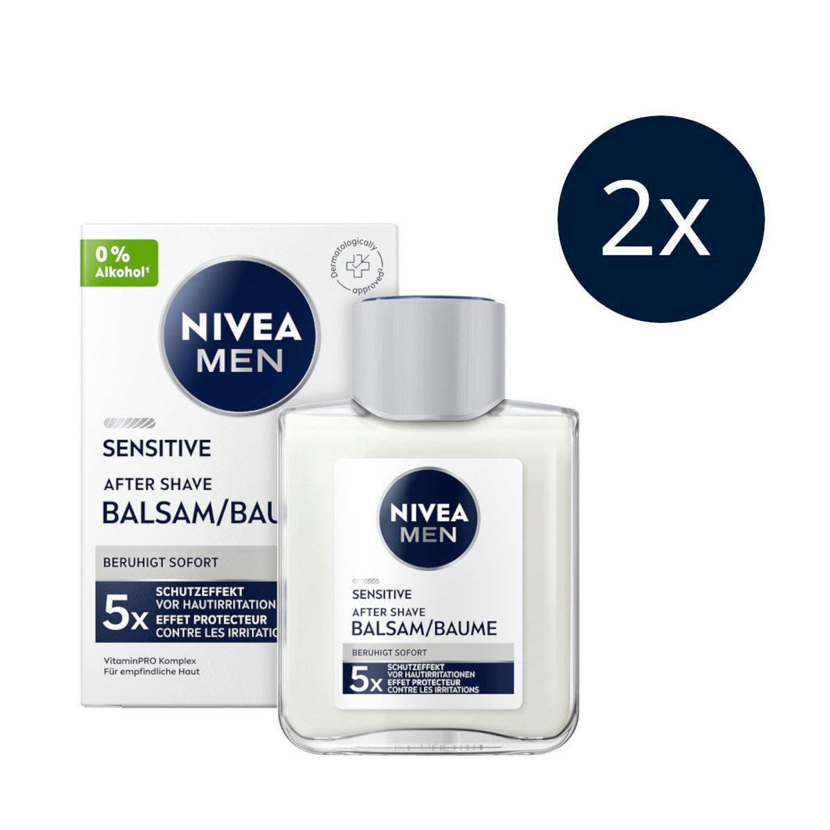 Nivea Men After Shave Lotion Sensitive After Shave Balsam 2 x 100ml, 2-tlg.