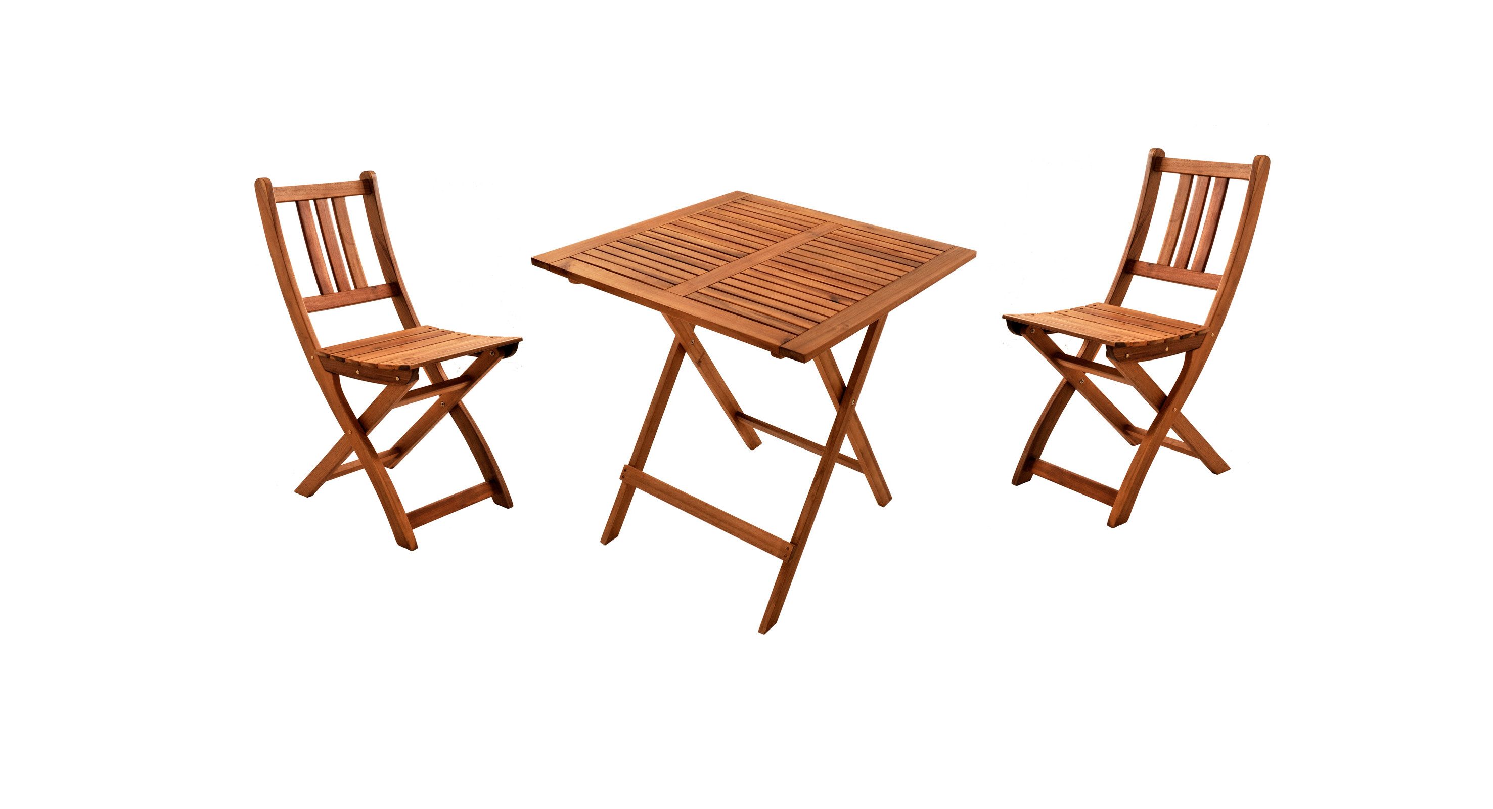 Loreno® Balkonset Bloom, massives Akazienholz, Klapptisch mit 2