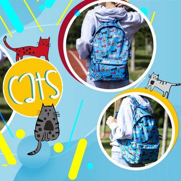 BIGGDESIGN Trekkingrucksack Biggdesign Cats Rucksack, Blau (1-tlg)