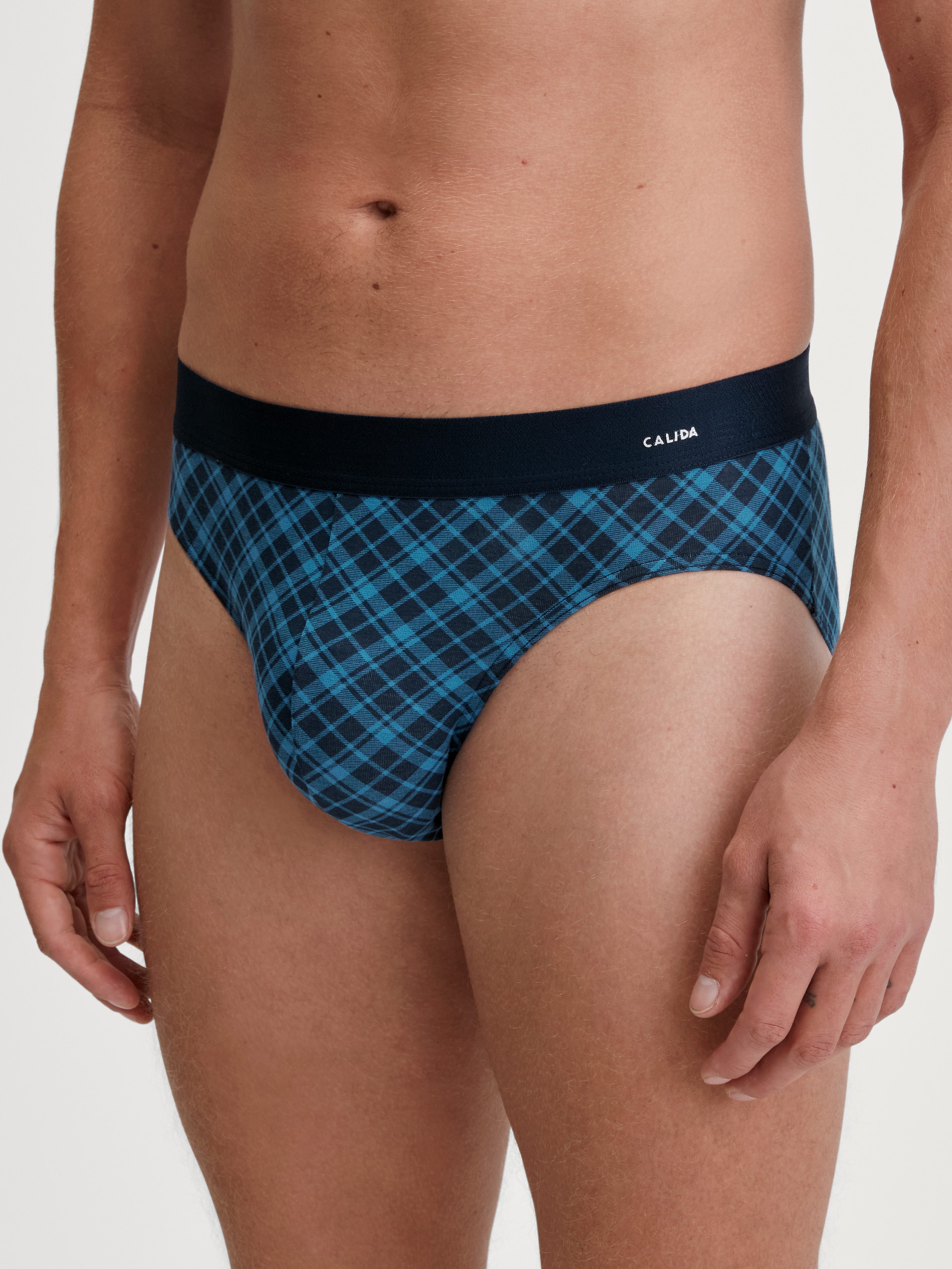 CALIDA Minislip Cotton Code Design breiter Bund, mit Druck, eng, kurz, mit Logo, Baumwollmix