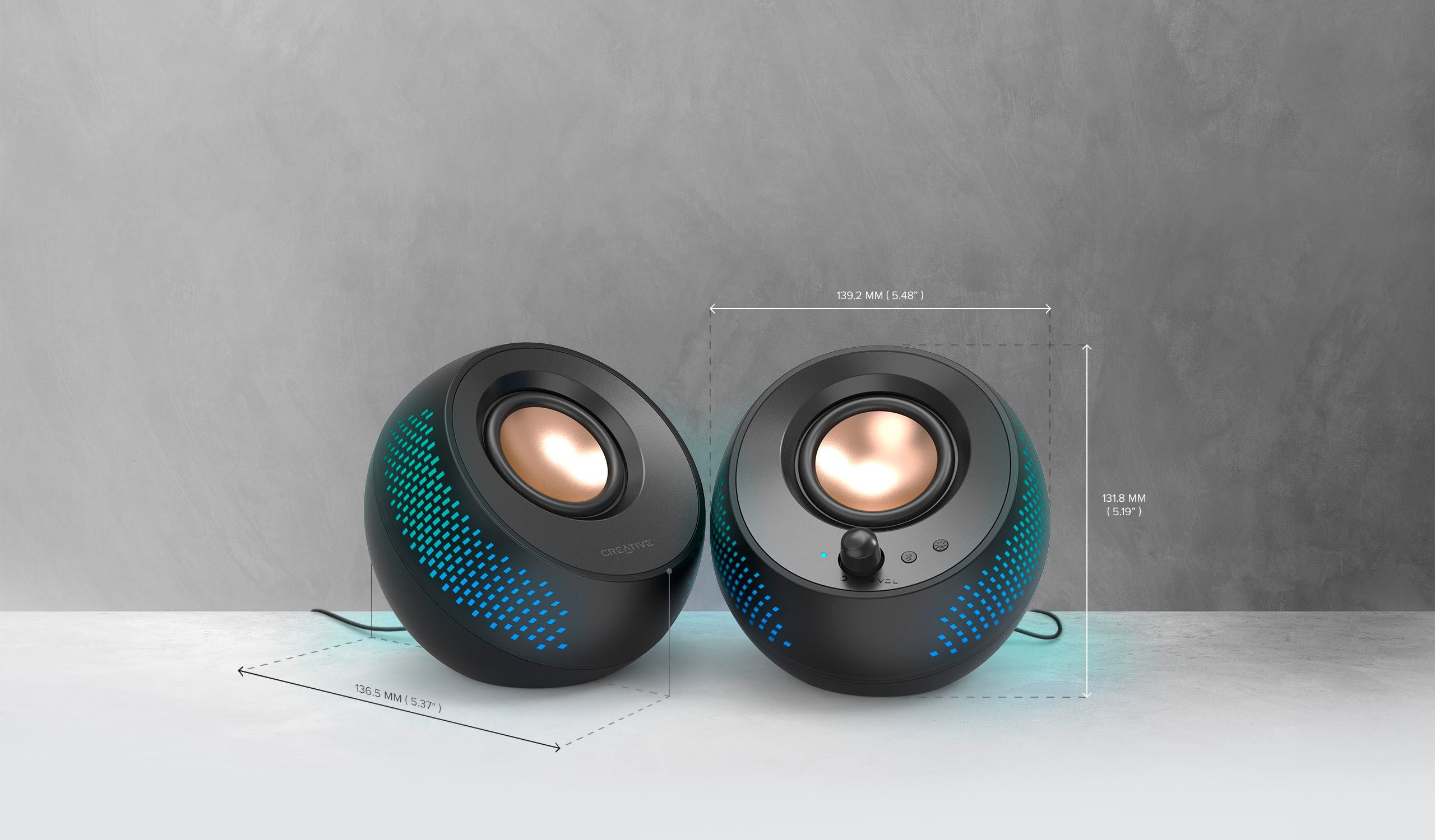 Creative Pebble X 2.0, Bluetooth 5.3, USB-C, RGB-Beleuchtung PC-Lautsprecher (Kabelloses Streaming)