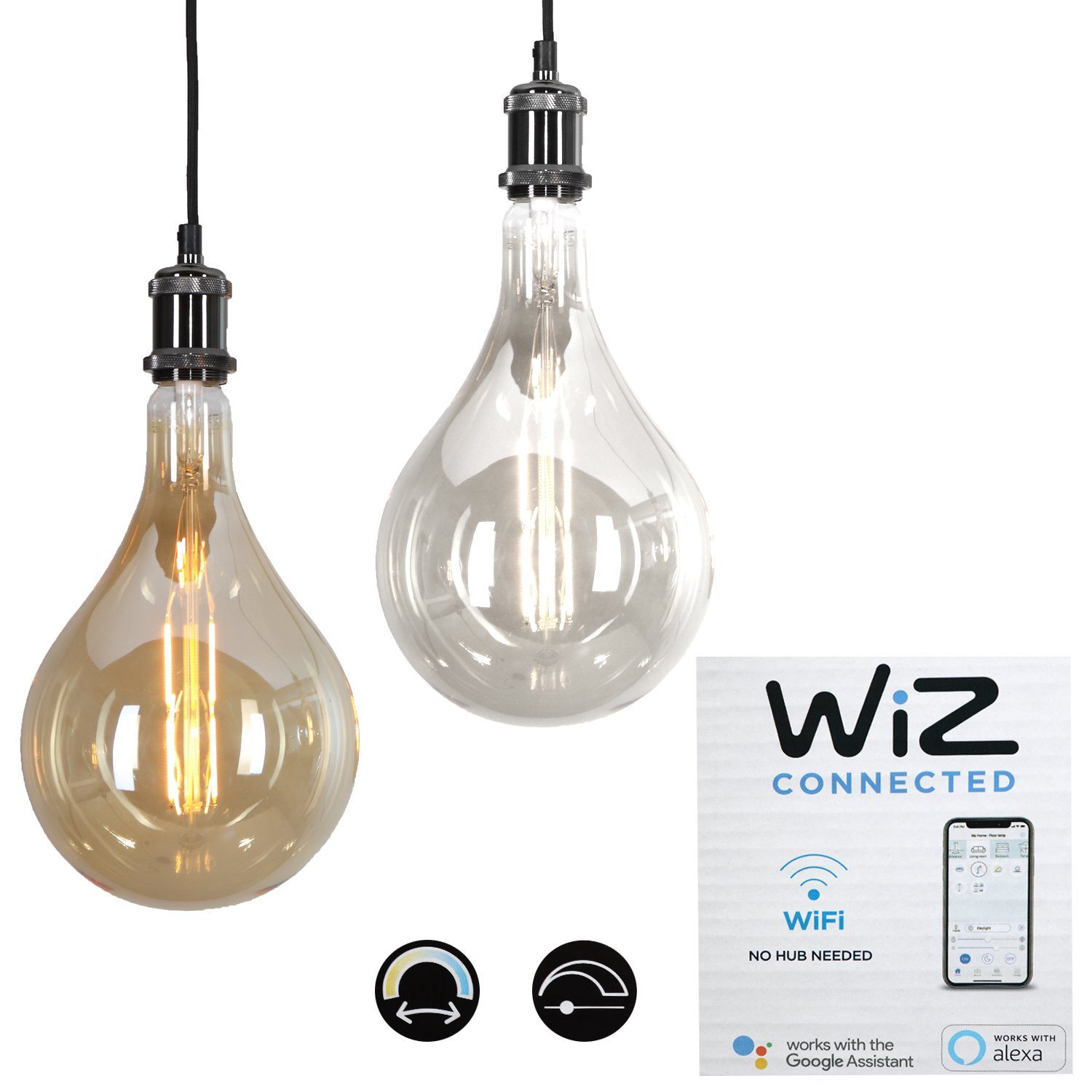 Home4Living LED-Leuchtmittel Filament E27 Tropfen Ø 18cm 7W Beleuchtung 230V, E27, WIZ CONNECT