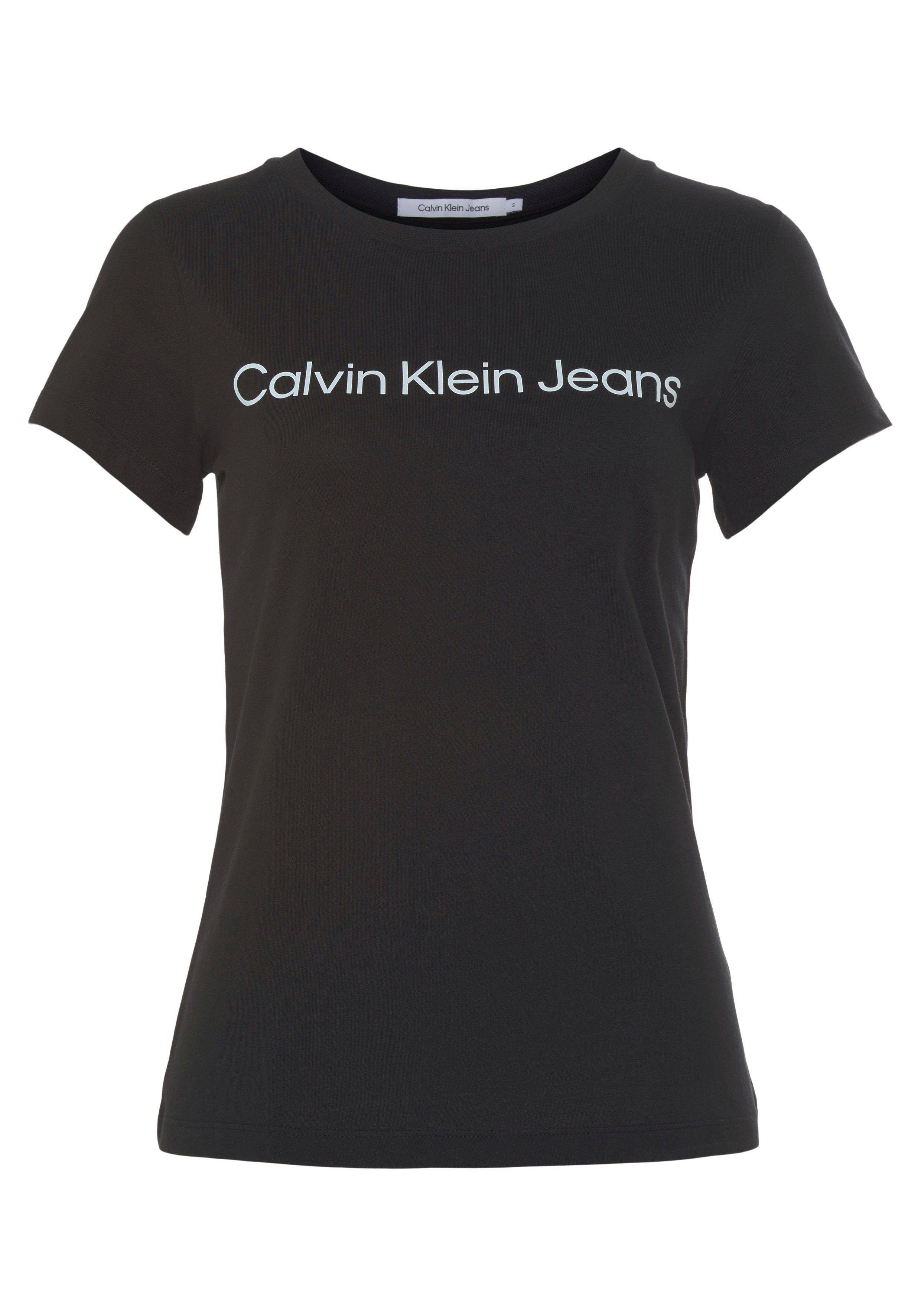 T-Shirt Klein CORE TEE INSTIT CK-Logoschriftzug mit Black SLIM Jeans LOGO FIT Calvin Ck