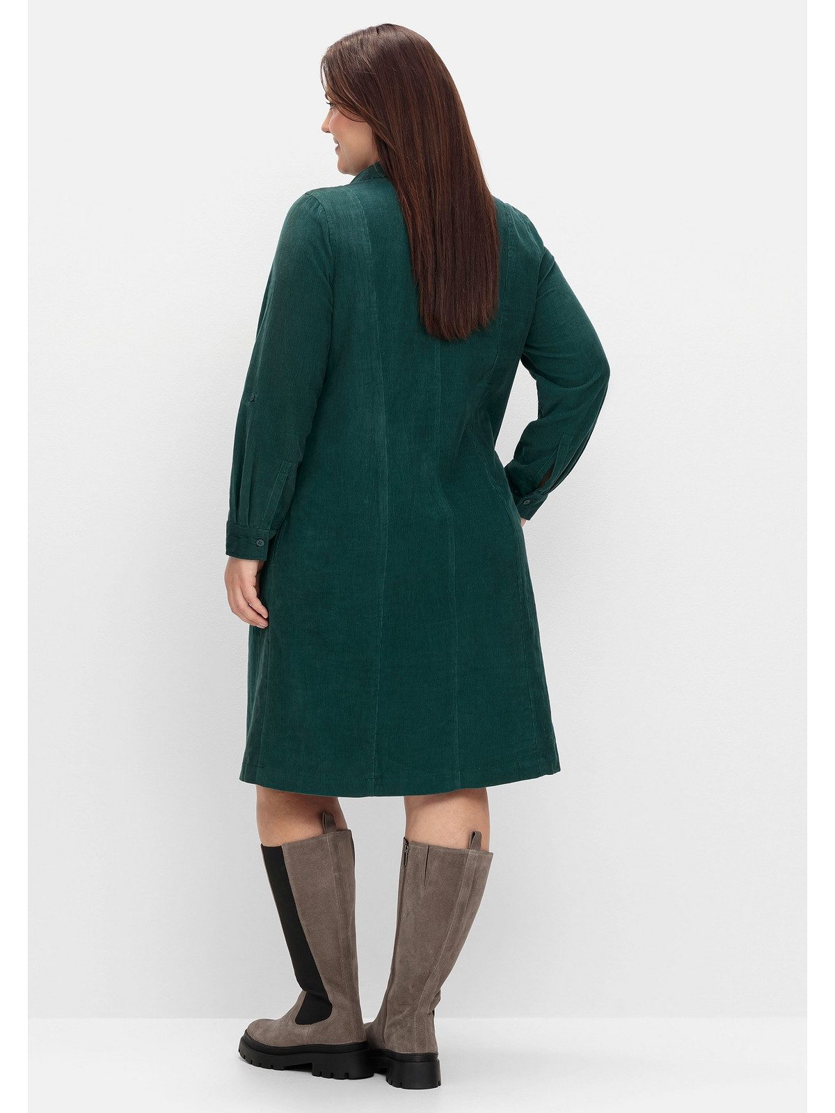 Sheego Blusenkleid Große Größen aus weichem Cord, mit Krempelarm