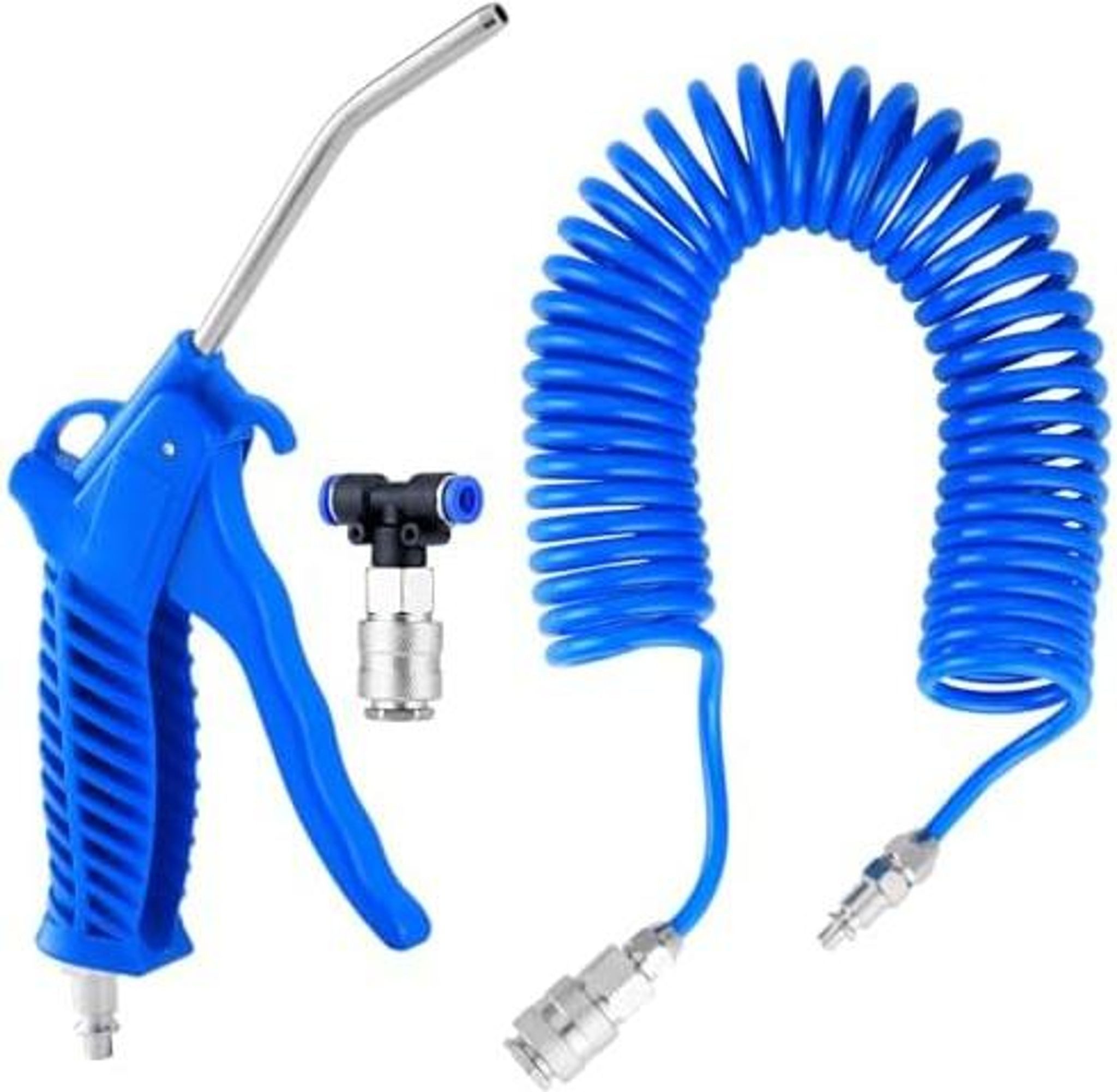 FELIXLEO Druckregler Lkw Luftpistole mit 5m Schlauch T-Stueck Druckluftpistole Blau