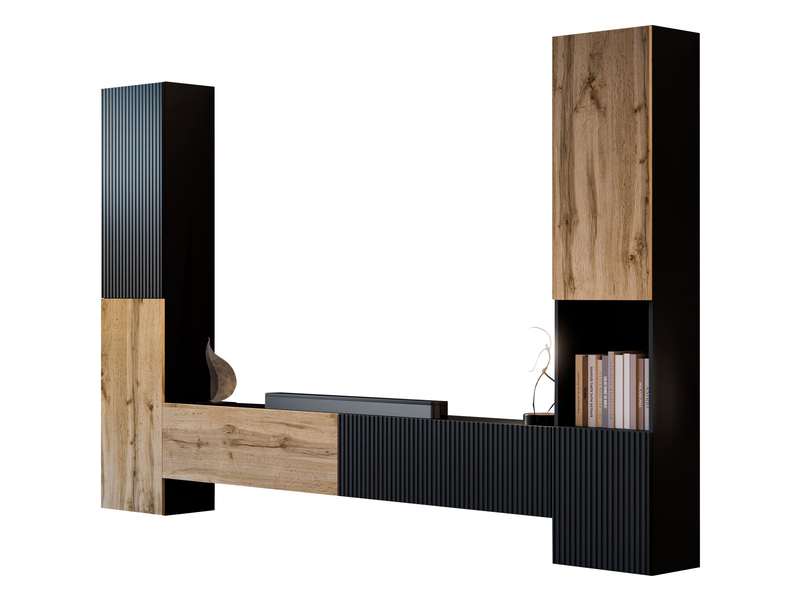 MIRJAN24 Wohnwand Capital I, (3er-Set, 2x Vitrine, TV-Lowboard), Griffloses Öffnungssystem push to open