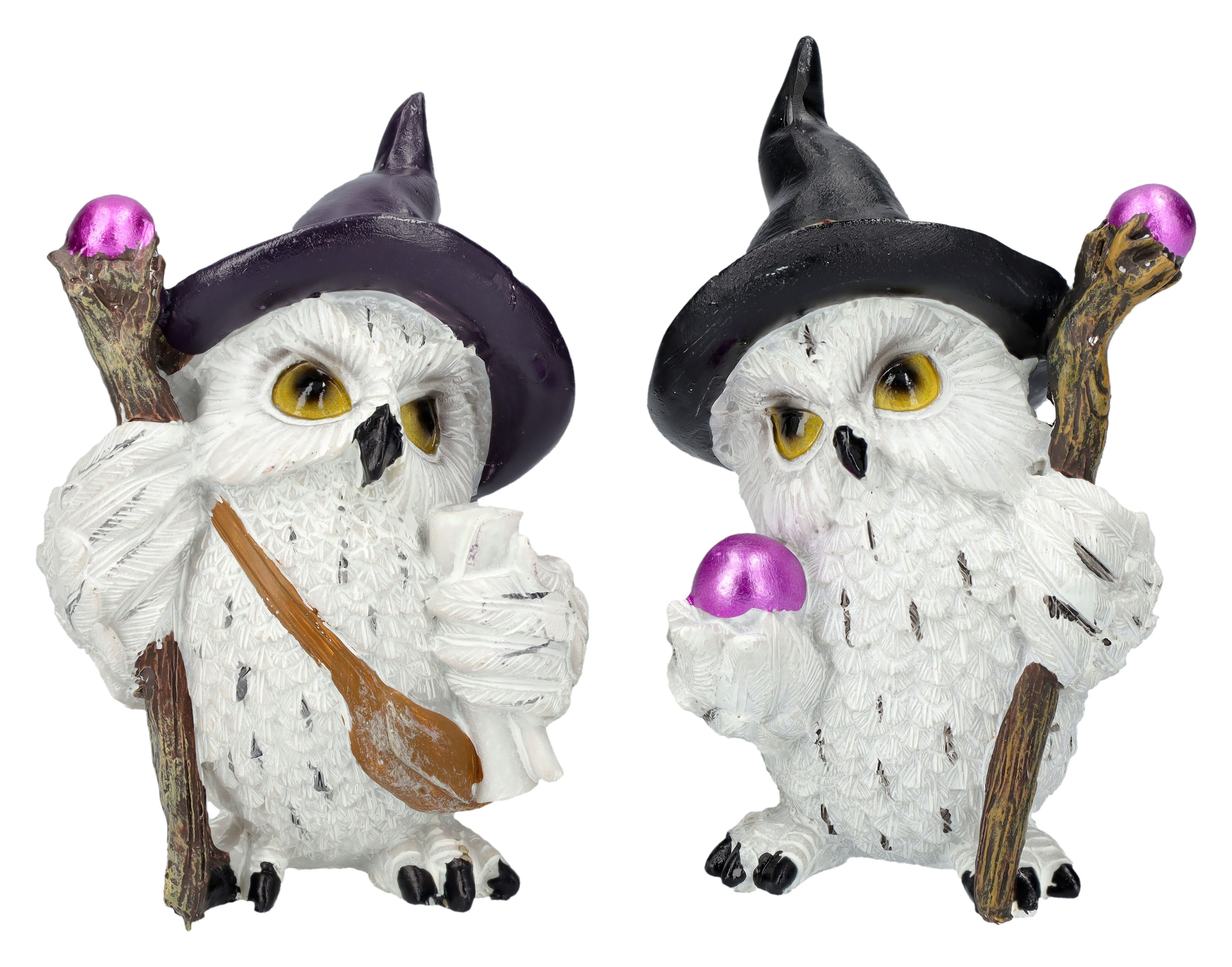 Figuren Shop GmbH Tierfigur Eulen Figuren 2er Set - Zauberer mit Stab - Fan günstig online kaufen