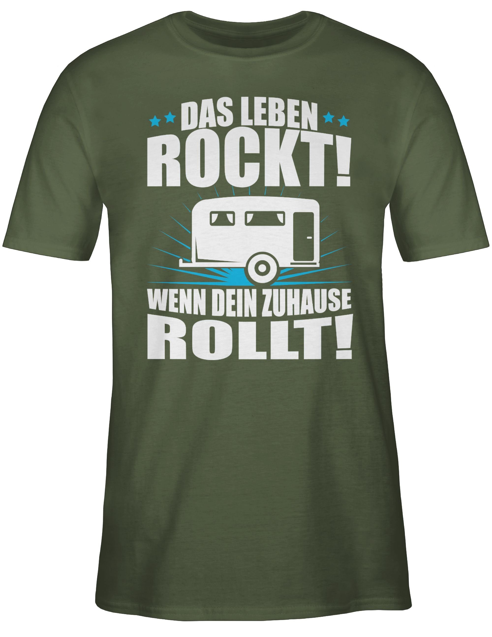 Army Outfit Wohnwagen Hobby rockt! weiß Leben Shirtracer Das Grün 3 T-Shirt