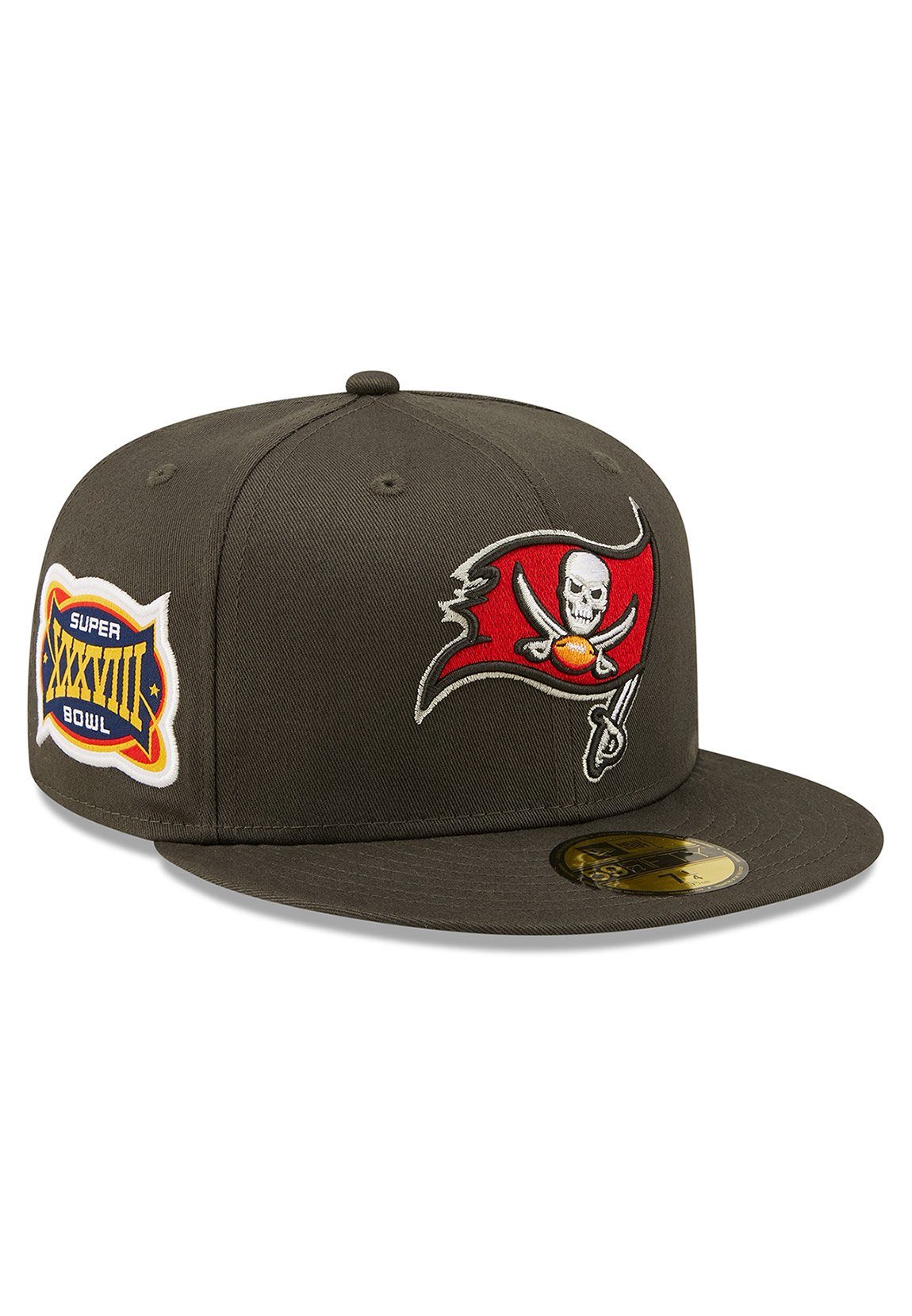 New Era Fitted Cap BAY Grau Side BUCCANEERS Patch 59Fifty Charcoal New TAMPA