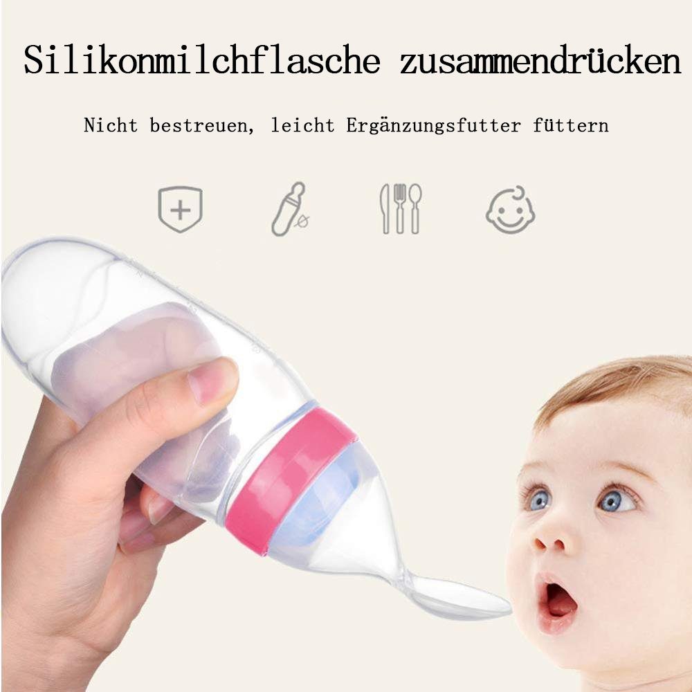Houhence Flasche Trinkflasche Löffel Silikon Squeeze Baby Feeder Fütterlöffel Feeder, Baby