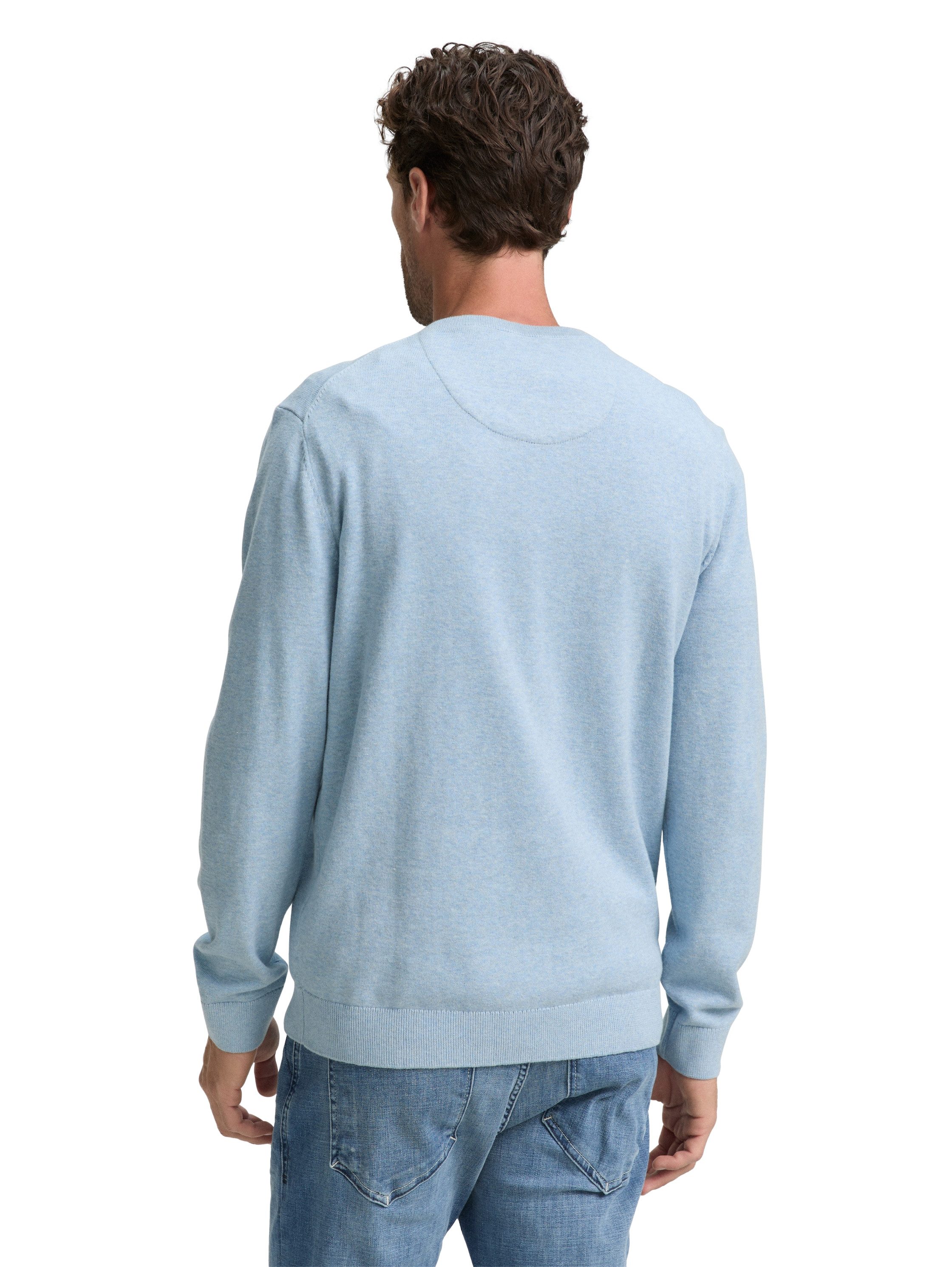TOM TAILOR V-Ausschnitt-Pullover mit kleiner Logo-Stickerei