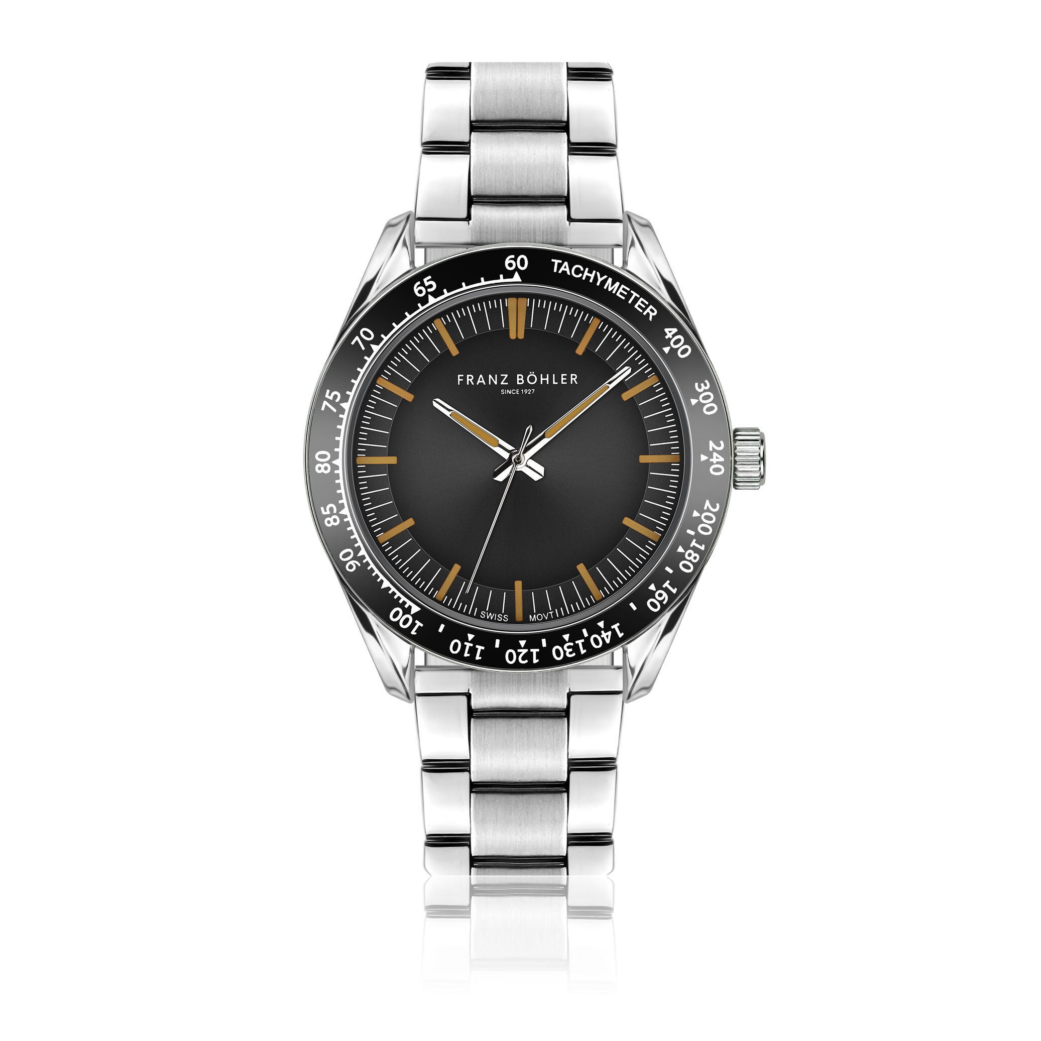 FRANZ BÖHLER Quarzuhr BA5-B090S Poschiavo Silver Link