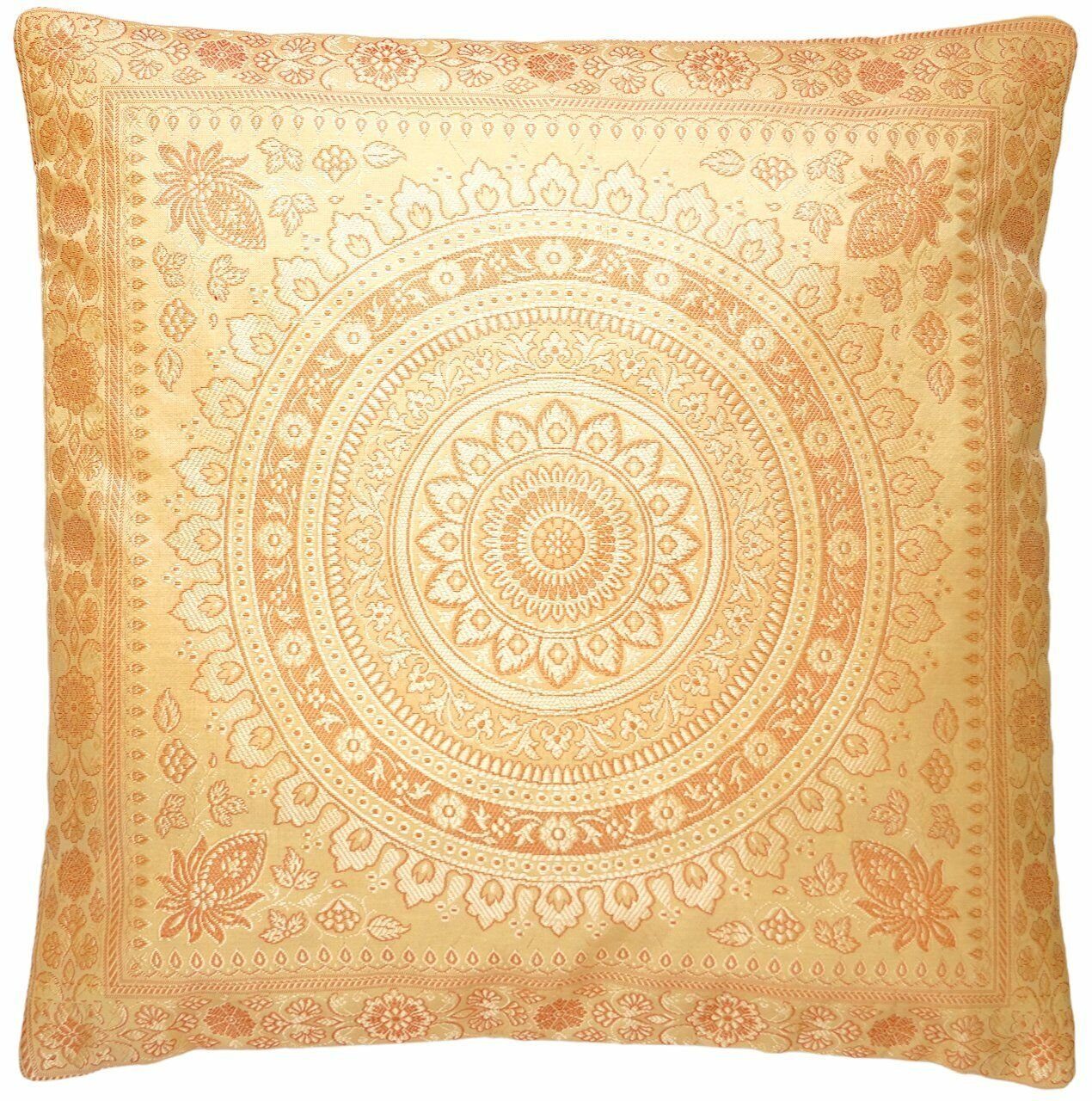 Ruwado Dekokissen - Handgefertigt Kissenbezug aus Indische Banarasi Seide - 40cmx40cm, Handgewebt und Handgenäht aus Indien