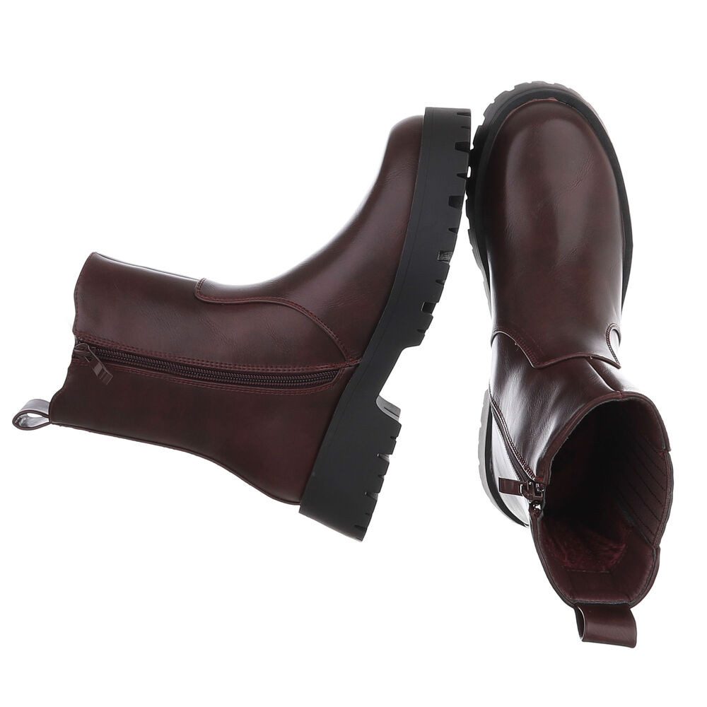 Ital-Design Damen Chelsea-Boot mit Profilsohle und Blockabsatz Plateaustiefelette (92355194) Blockabsatz Stiefeletten in Weinrot – Bild 2 von 5