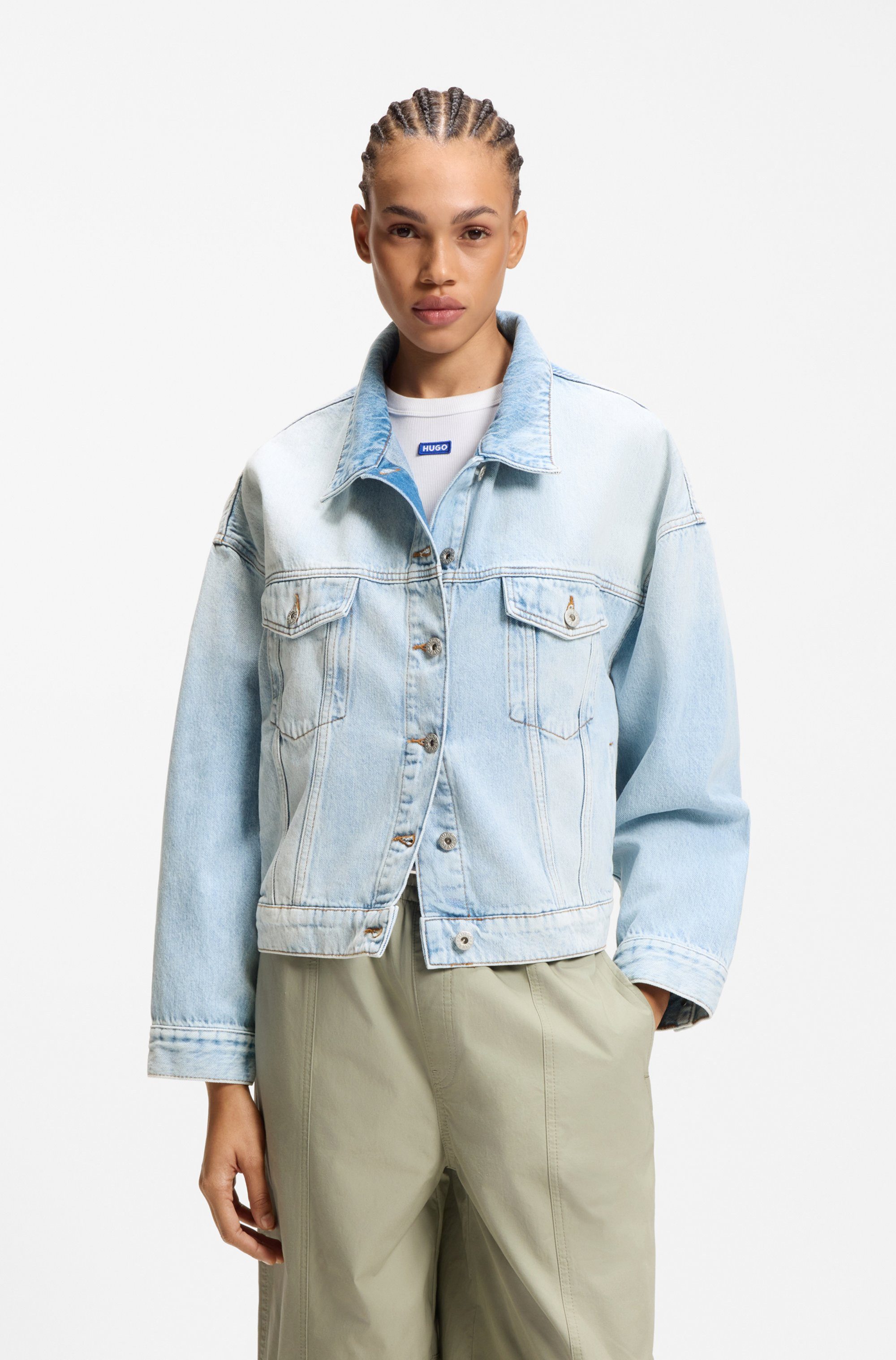 HUGO Jeansjacke Lou Boxy, leicht oversized