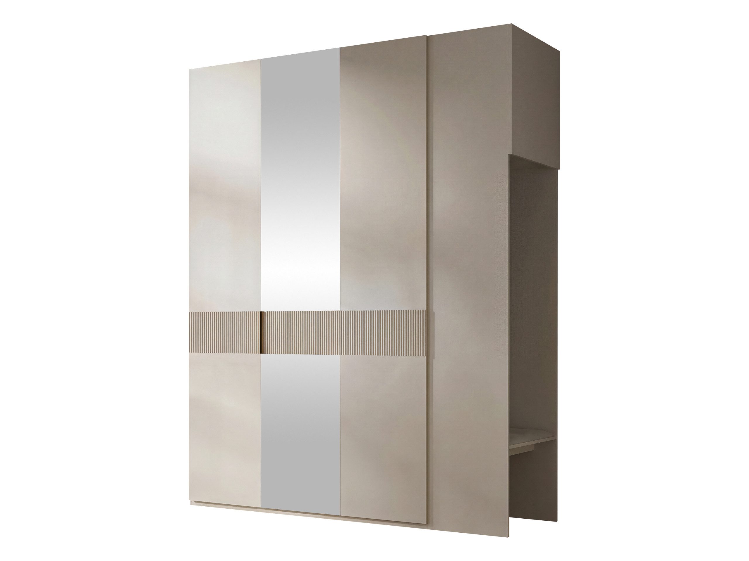MIRJAN24 Garderoben-Set Soreno II mit Spiegel, (2er-Set, Garderobe mit Sitzbank, Kleiderschrank), Kleiderhaken aus Metall in Gold oder Schwarz