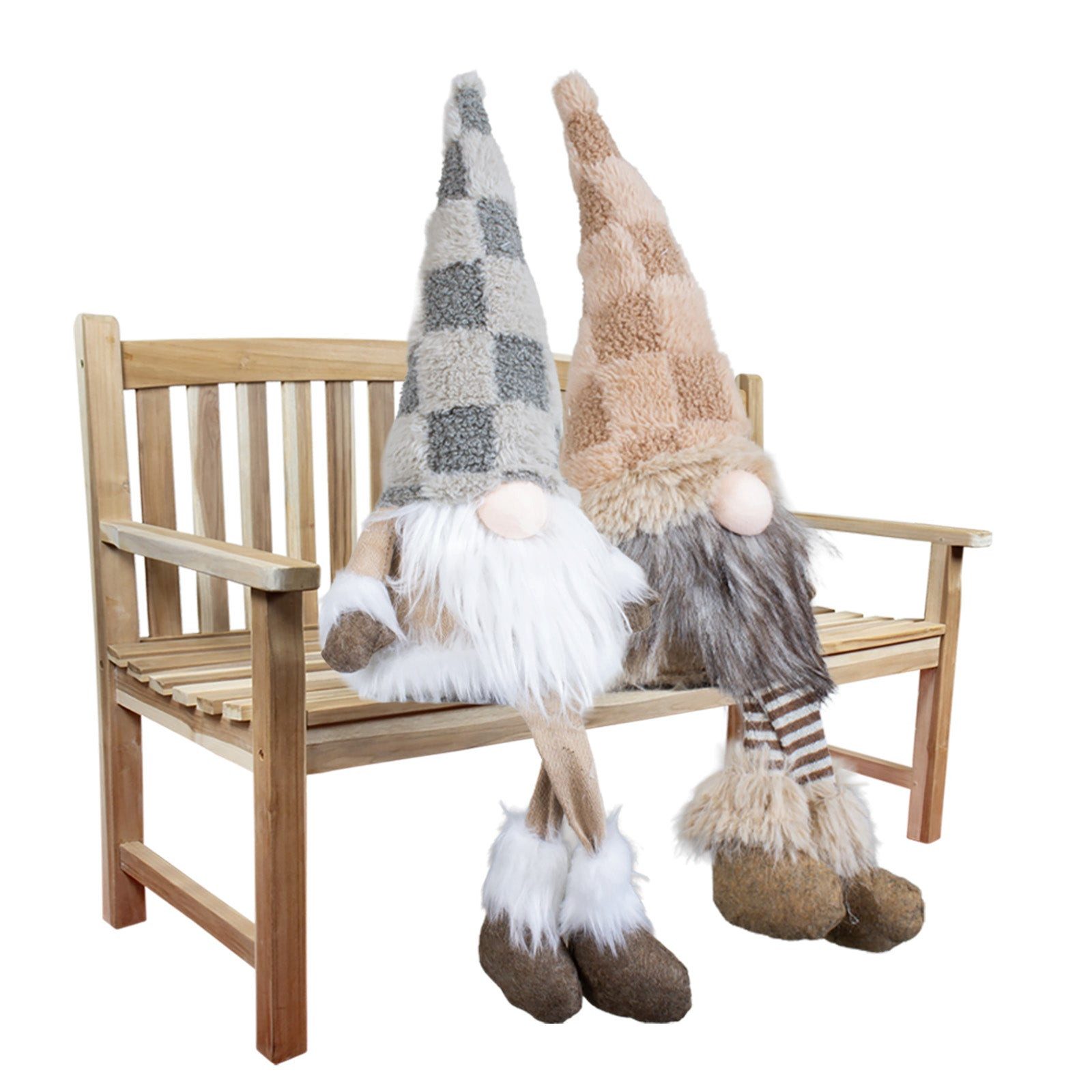 Christmas Paradise Wichtel Gnom Kantenhocker 30cm(50cm) (Dekofigur, 2 St., Weihnachtsdeko), 2 Designs grau-braun