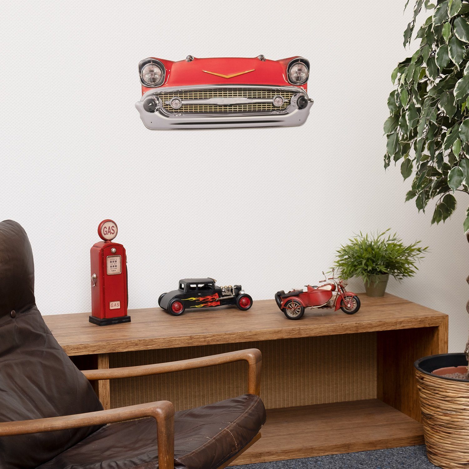 Moritz Metallschild Blechschild roter Cadillac Front, Vintage Retro Deko Sc günstig online kaufen