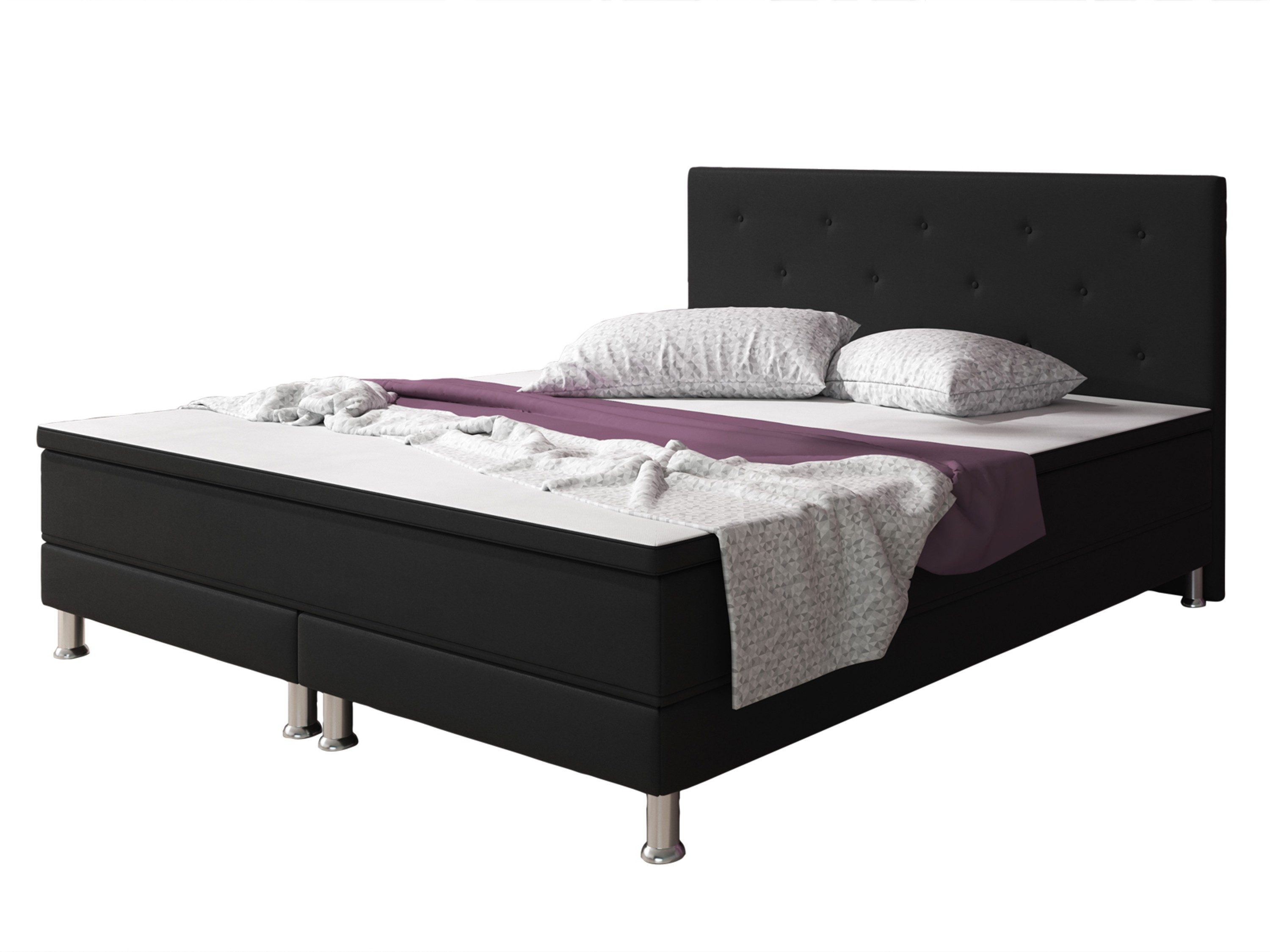 interbed Boxspringbett E1 180x200 cm Webstoff, inkl. Matratzen und Topper