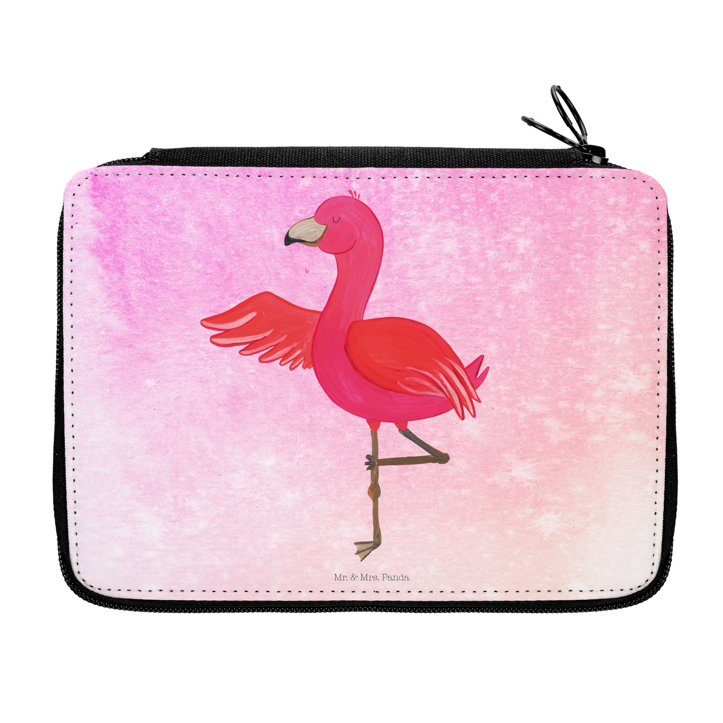 Mr. & Mrs. Panda Federmäppchen Flamingo Yoga - Aquarell Pink - Geschenk, Schülerin, Achtsamkeit, Vog, (1-tlg)