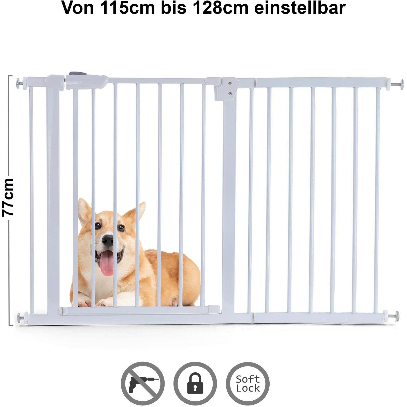 RAMROXX Treppenschutzgitter Absperrgitter Treppenschutzgitter Metall weiß 1 günstig online kaufen