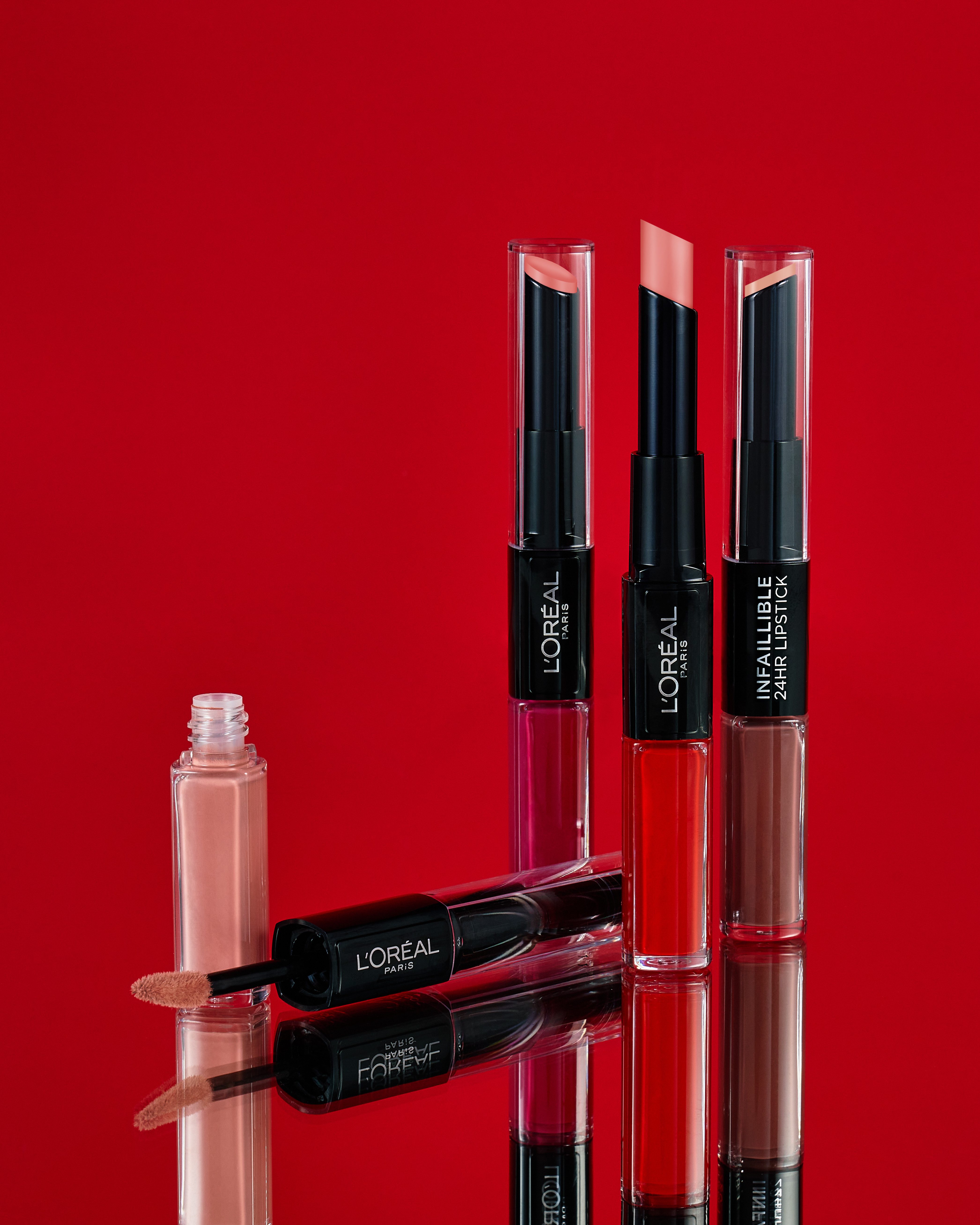 L'ORÉAL PARIS Lippenstift INFAILLIBLE 2-STEP LIP STICK, mit pflegendem Material, für geschmeidige Lippen, 24h Halt