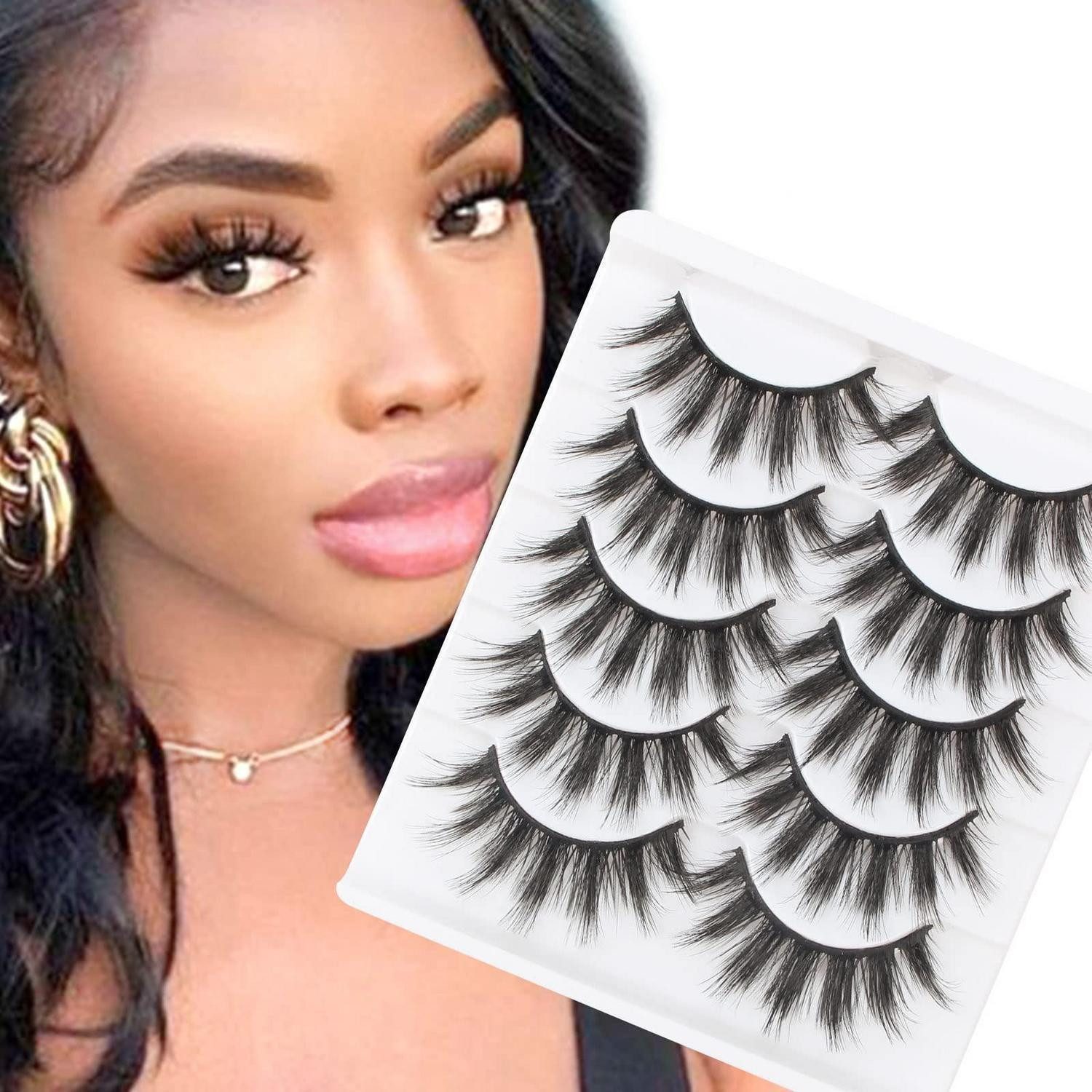 LuxusKollektion Bandwimpern Falsche Wimpern 5 Paar Cat Eye Voluminös