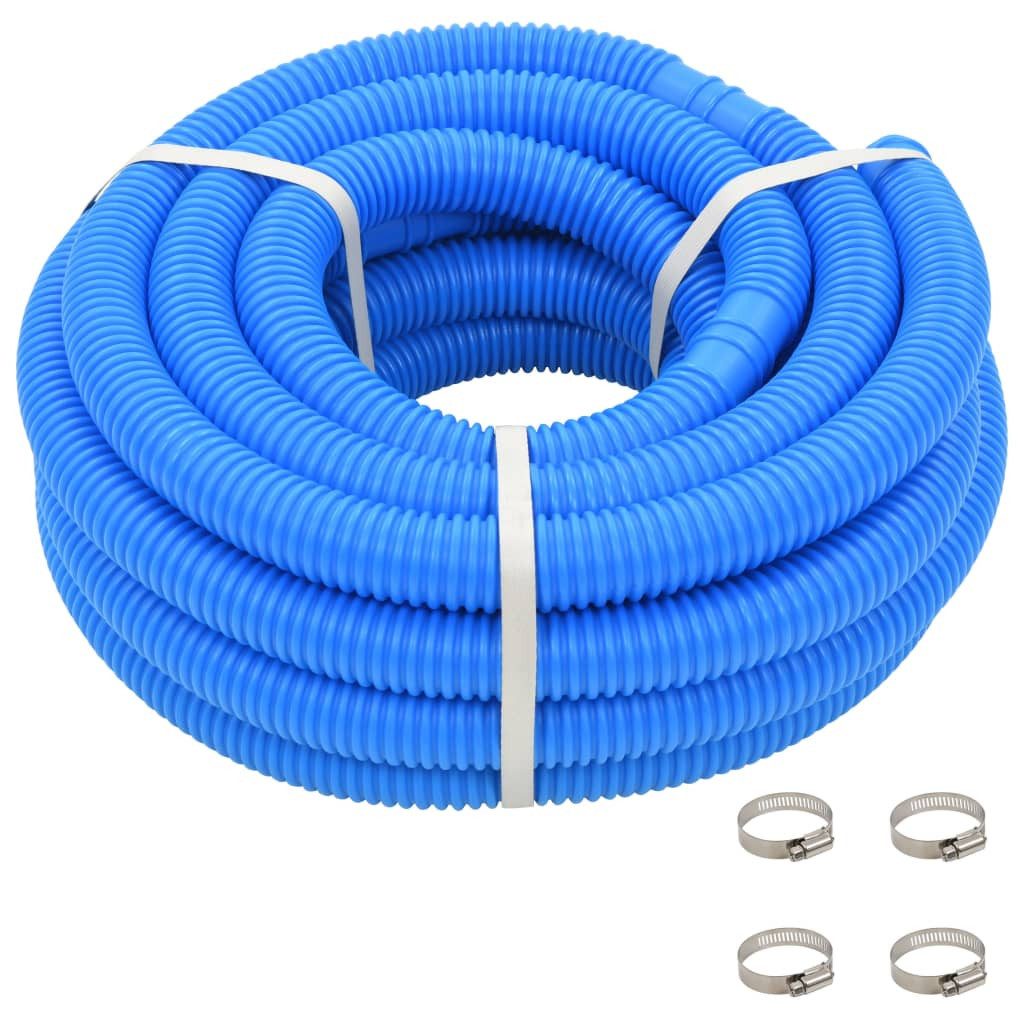 vidaXL Poolbodensauger 12 m Poolschlauch mit Klammern Blau 38 mm 12 m vidaXL