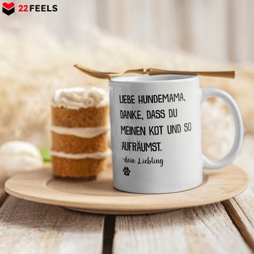 22Feels Tasse Beste Hundemama Frauchen Geschenk Hundeliebe Welpe Kaffeetasse Hund, Keramik, Made in Germany, Spülmaschinenfest