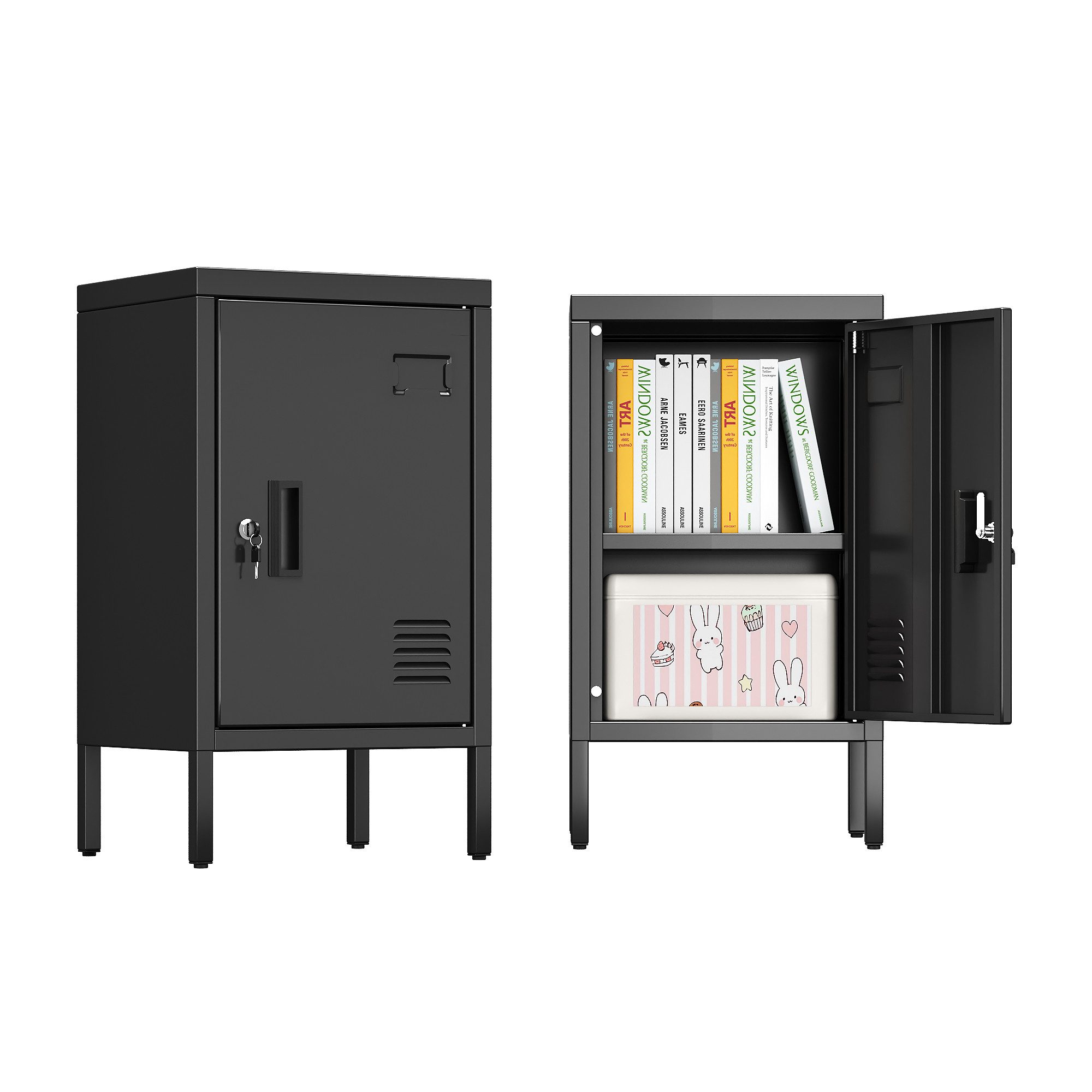 AOBABO Mehrzweckschrank Metallschrank mit Belüftungsöffnungen, 30 x 35 x 62 cm (1-St) Aktenschrank Mehrzweckschrank, Stahl-Aufbewahrungsschrank