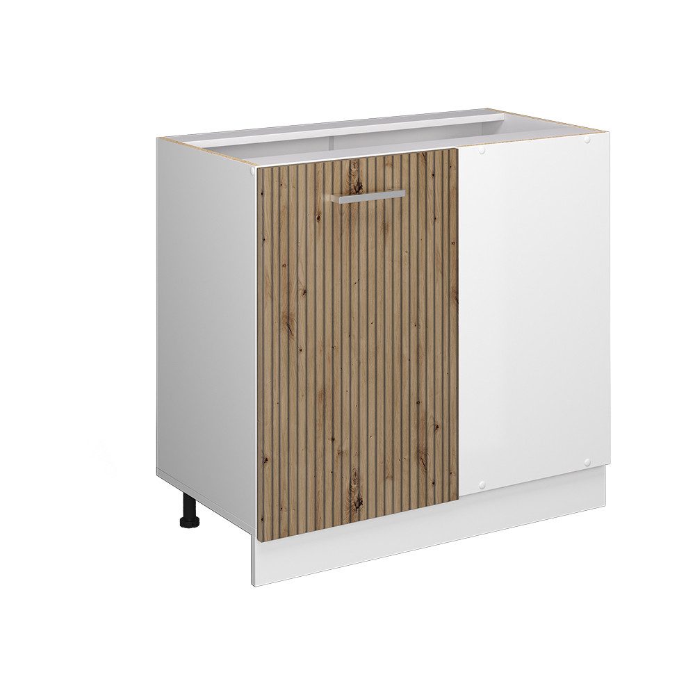 Eckunterschrank R-Line, Artisan-Eiche/Weiß, 86 cm ohne Arbeitsplatte