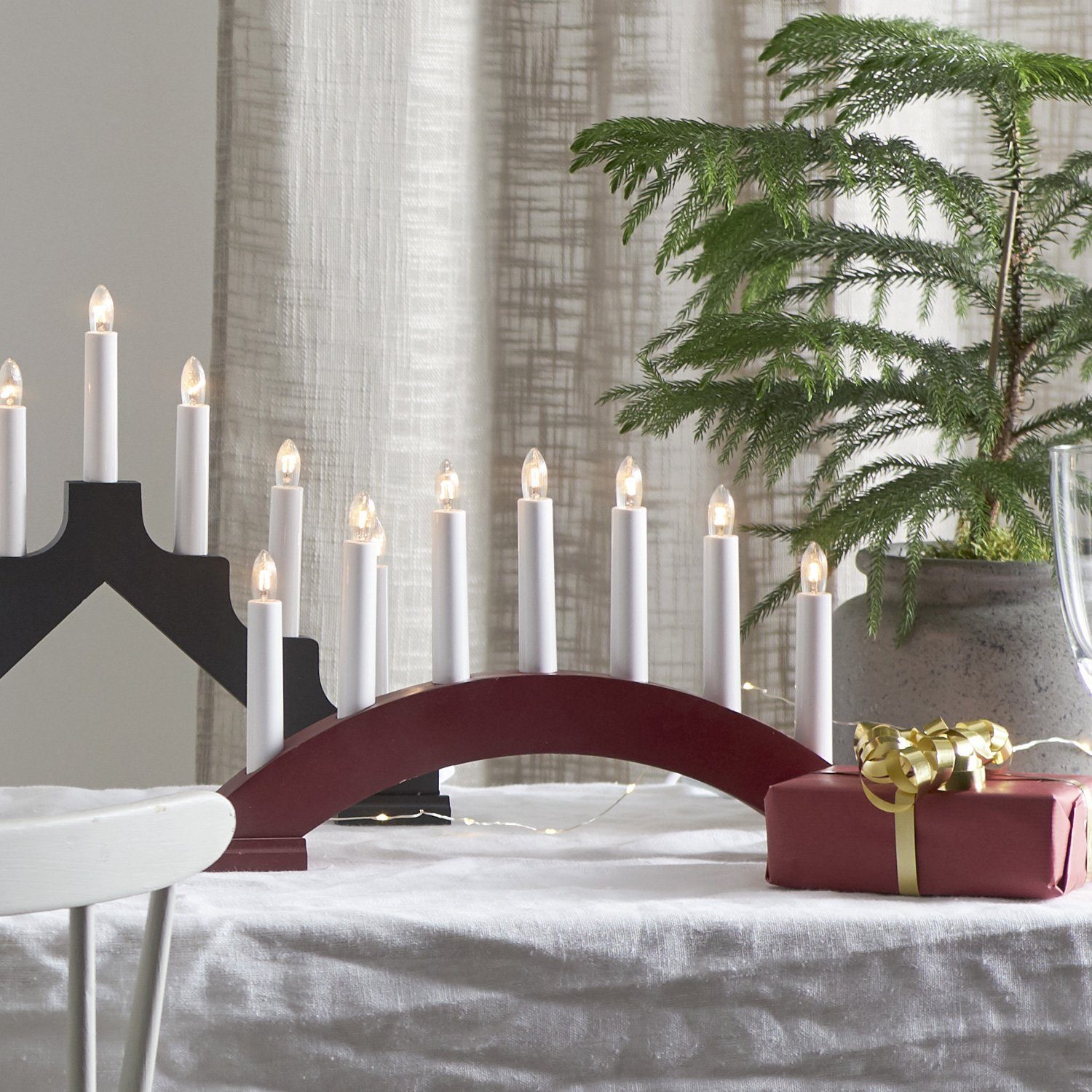 STAR TRADING Lichterbogen Lichterbogen Оконная люстра 7flammig Holz 39cm 22cm Schalter rot